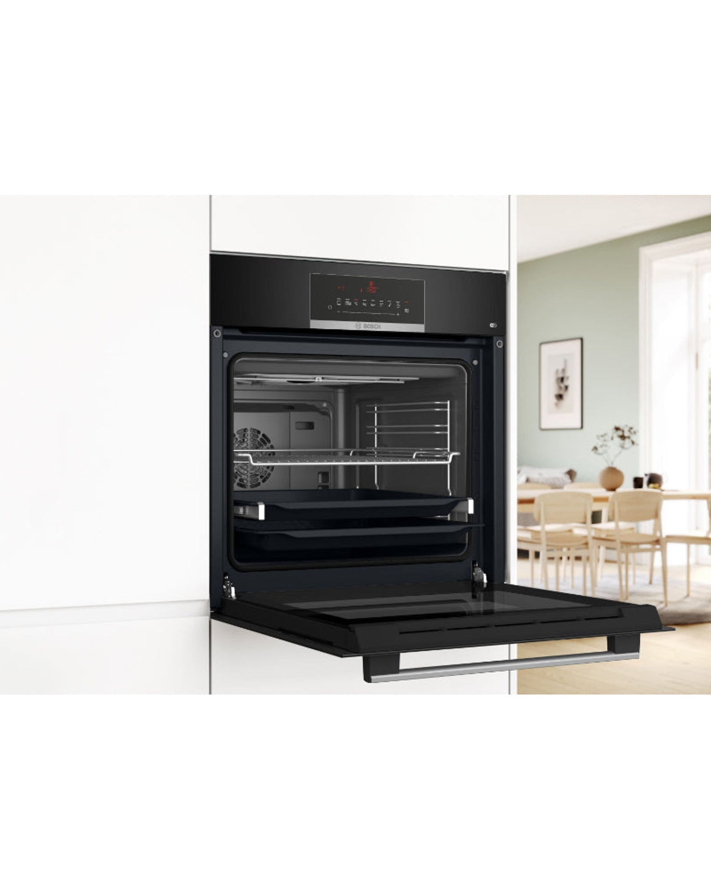 فرن بوش سيريز 6، مدمج، هواء ساخن ثلاثي الأبعاد، نظام تشغيل آلي 60 × 60 سم،
 أسود
 HBJ559EB6M