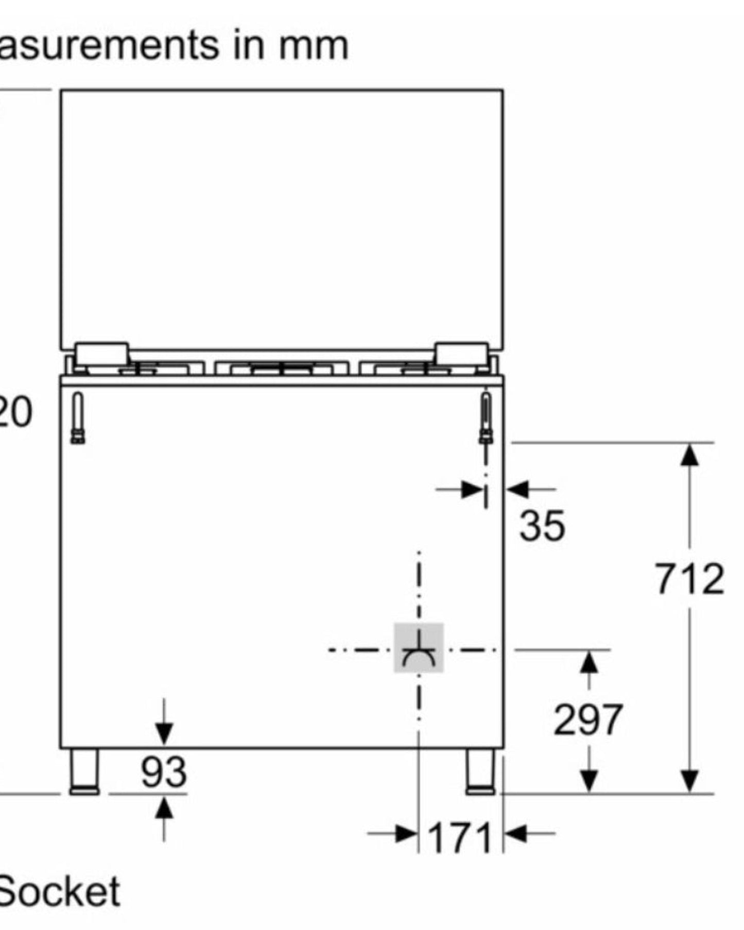موقد غاز بوش من السلسلة 2، بخمسة شعلات وفرن سعة 125 لترًا وشواية دوارة - HGV1E8Y50M من الفولاذ المقاوم للصدأ