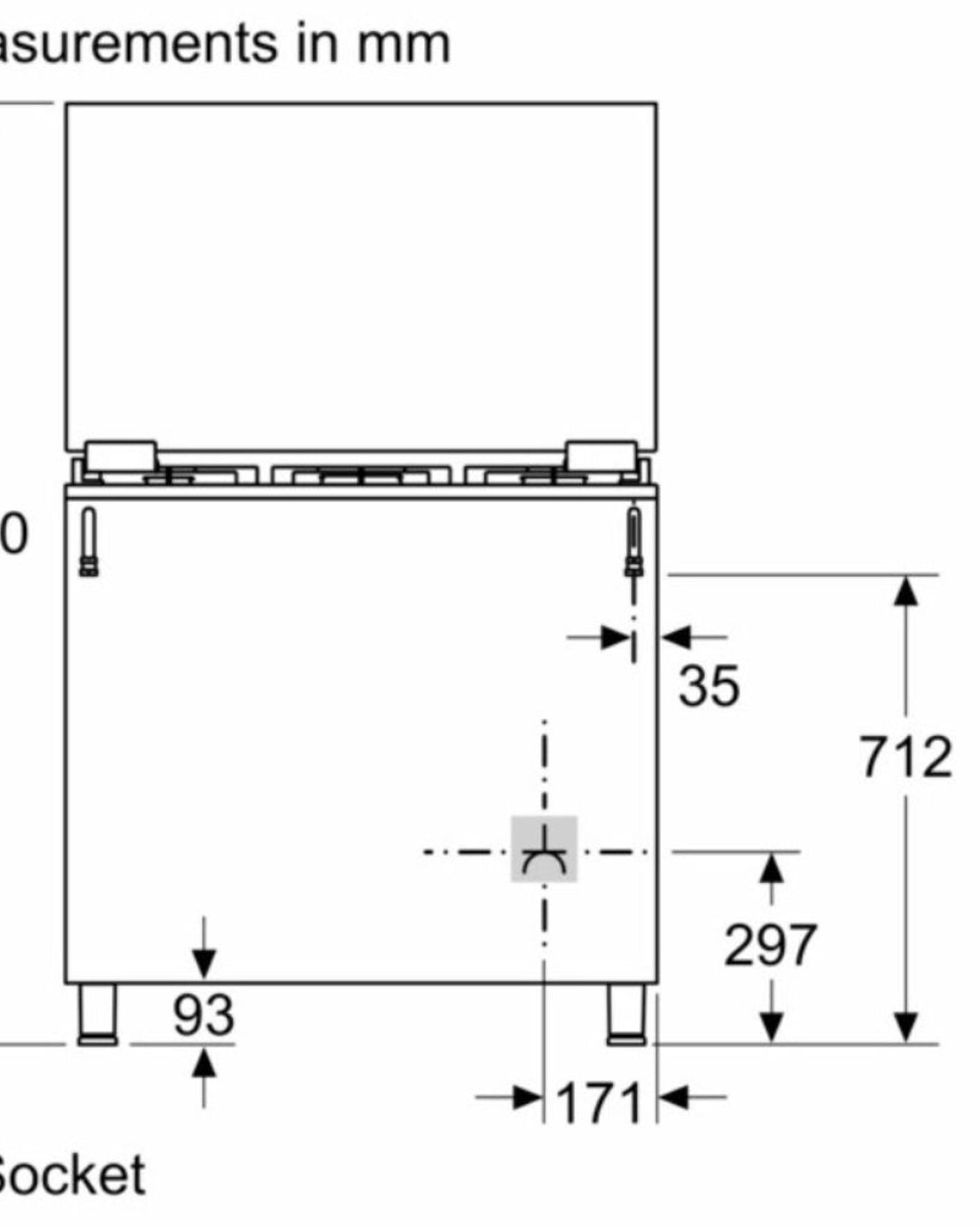 موقد غاز بوش من السلسلة 4، 5 شعلات مع فرن سعة 125 لترًا، وشواية دوارة، وشعلات - HGV1ISW50M من الفولاذ المقاوم للصدأ