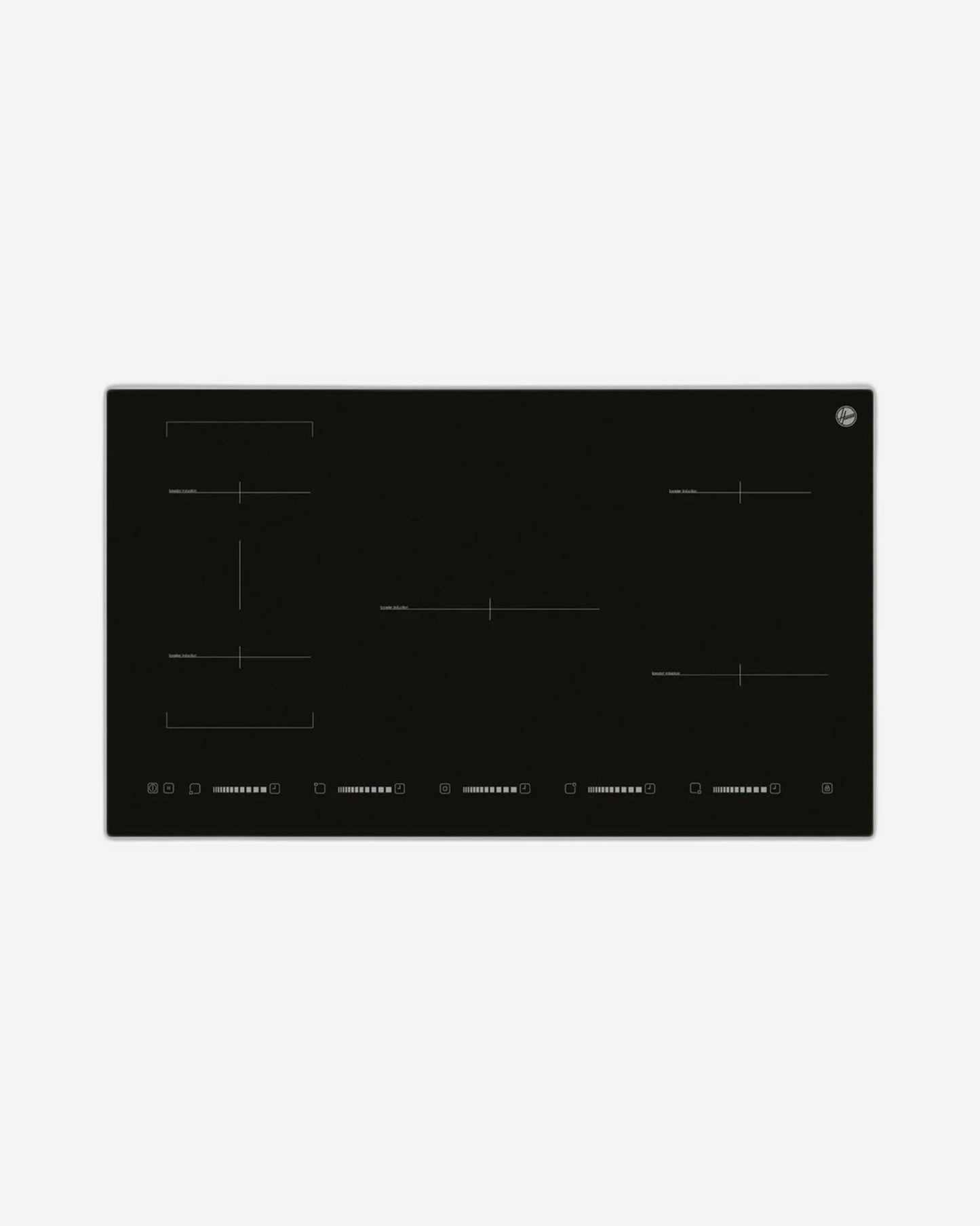 موقد هوفر 90 سم مدمج بالحث الحراري مع 5 مناطق طهي وتحكم باللمس منزلق، سهل التنظيف، مثالي للأواني والمقالي الكبيرة، قفل للأطفال، صنع في تركيا، ضمان لمدة عام - HIC-V95I-GBI