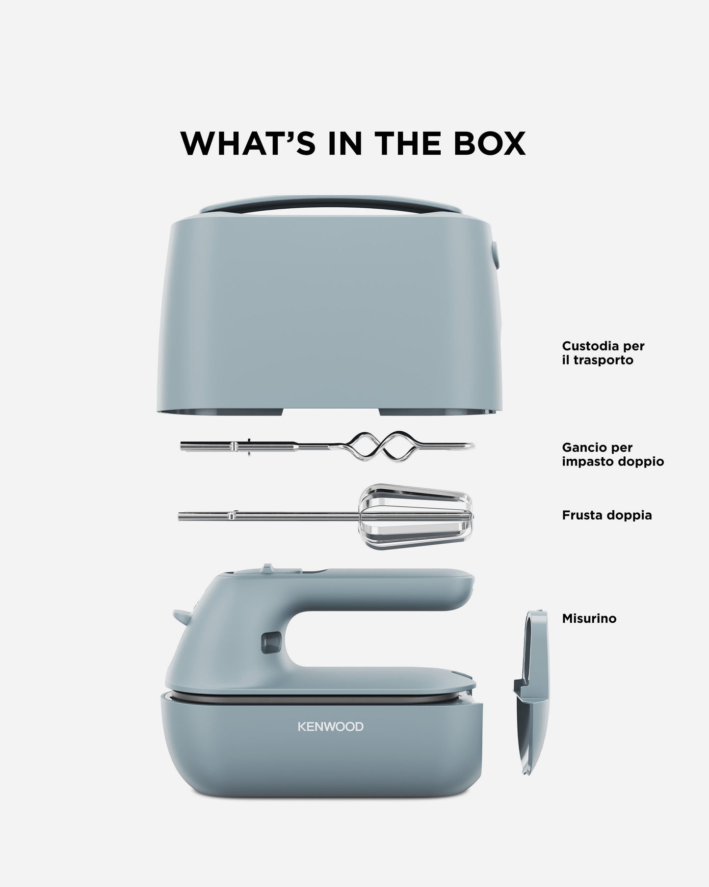 Kenwood Hand Mixer Portable Electric Beater with Built-in Case 240V 350W Grey - HMP40.000GY (ESMA Certfied)