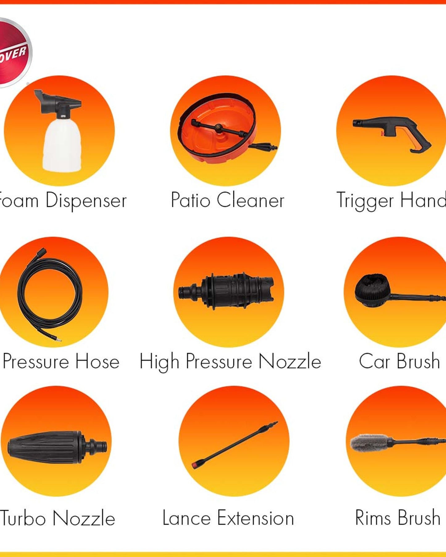 غسالة هوفر ذات الضغط العالي 165 بار مع 9 ملحقات