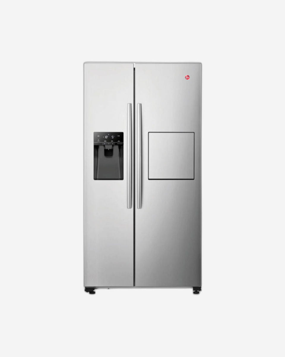 هوفر - ثلاجة HSB-H700-BWD 700 لتر جنبًا إلى جنب بضاغط عاكس مع موزع ثلج وماء أوتوماتيكي، وميني بار
