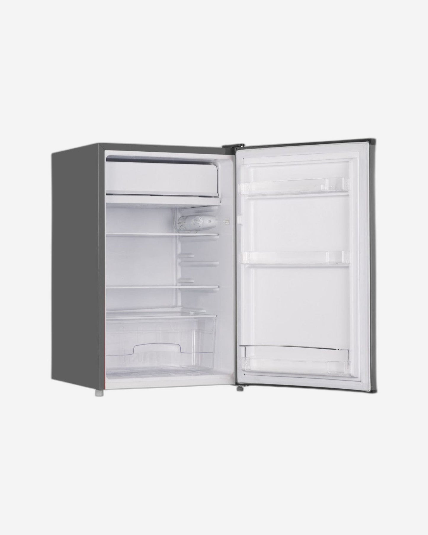 ثلاجة هوفر المدمجة ذات الباب الواحد بسعة 160 لترًا مع حجرة تجميد - تحكم ميكانيكي، منظم حرارة قابل للتعديل، رف واحد قابل للإزالة، خاصية إزالة الجليد، لون فضي - HSD-K160-S