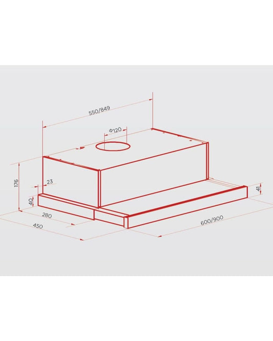 شفاط هوفر المدمج القابل للسحب 90 سم