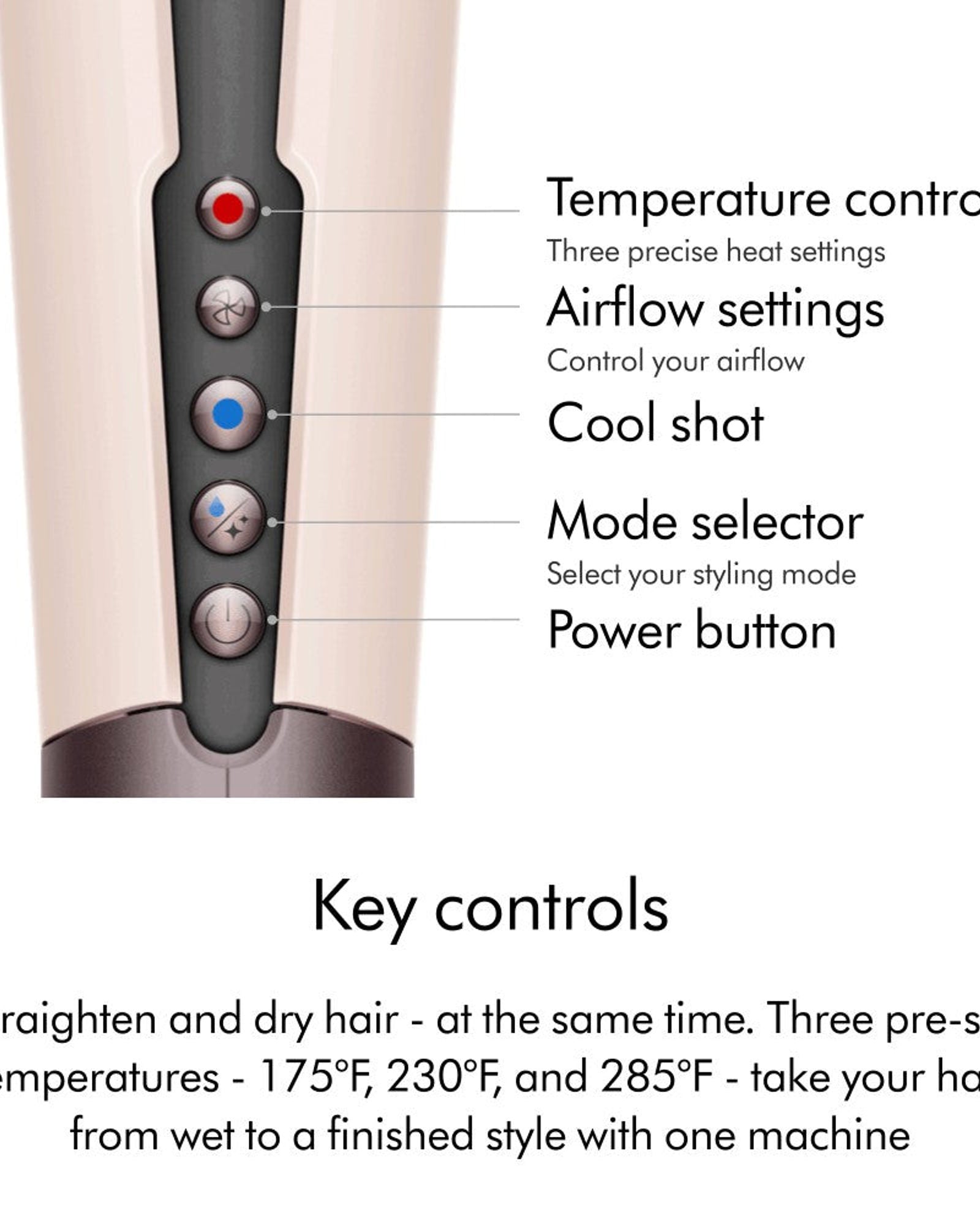 مكواة الشعر دايسون إيرستريت سيراميك وردي/ذهبي وردي