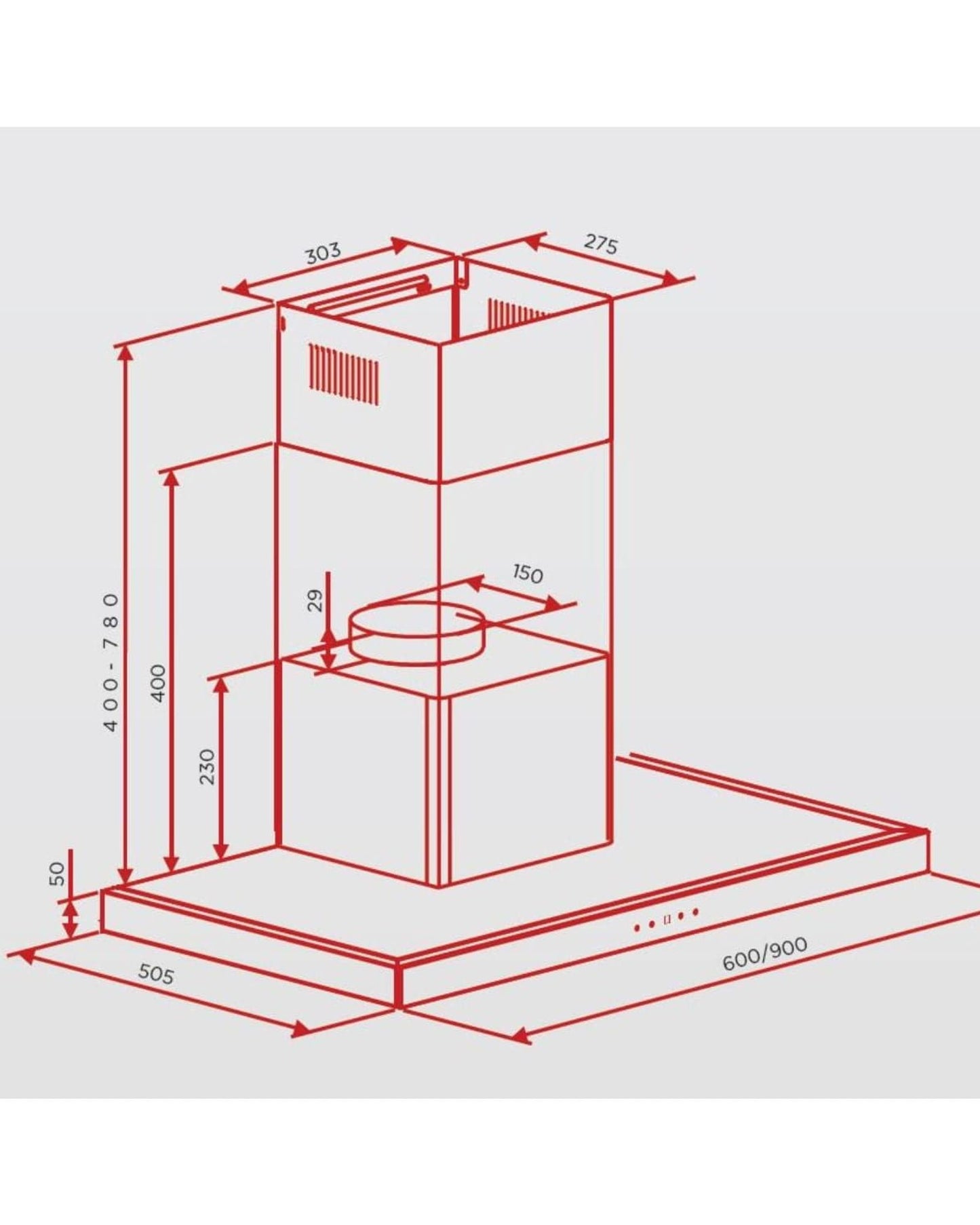 شفاط هوفر المدمج على شكل حرف T مقاس 60 سم