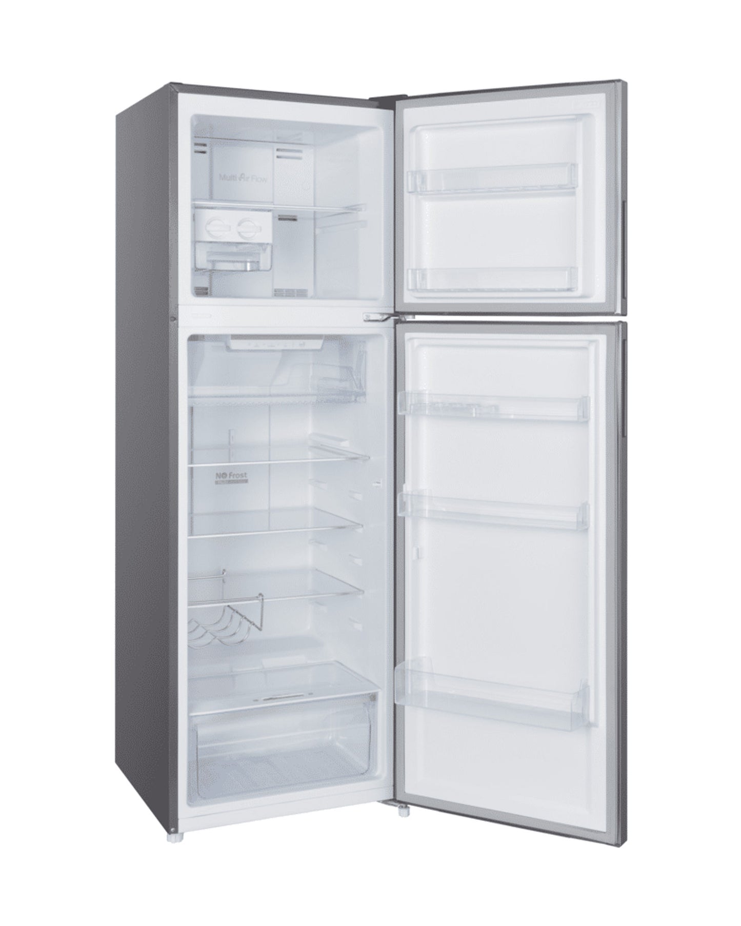 ثلاجة هوفر 326 لترًا بدون تجميد، ضاغط عاكس مزدوج، باب قابل للعكس، أرفف زجاجية، ضمان لمدة عام من الشركة المصنعة و10 سنوات على ضاغط العاكس 50/60 هرتز، لمسة نهائية من الفولاذ المقاوم للصدأ - HTR-M326-S