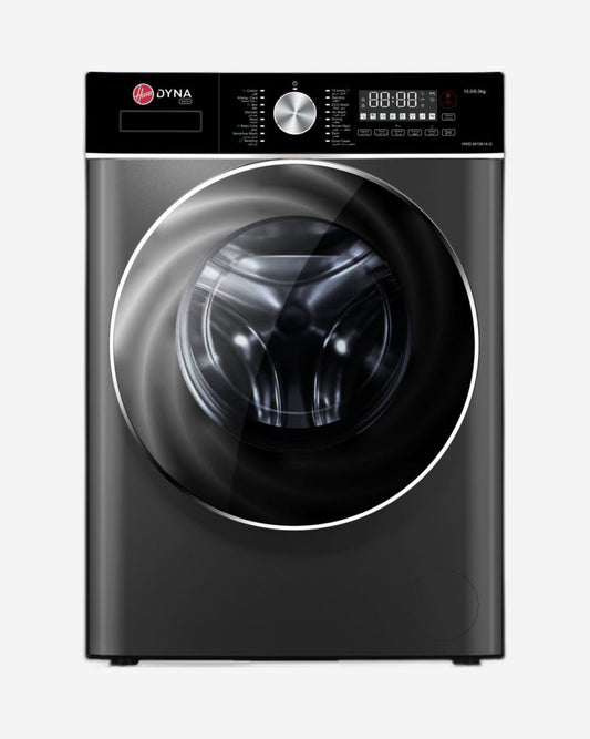 غسالة ومجفف هوفر كومبو 10 كجم، سعة تجفيف 6 كجم، سرعة دوران 1400 دورة في الدقيقة، 17 برنامجًا، مقبض ولوحة تحكم تعمل باللمس، ضمان لمدة عام من الشركة المصنعة و10 سنوات على محرك العاكس، رمادي بركاني - HWD-M10614-G