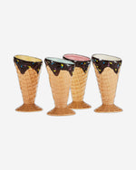 مجموعة أكواب حلوى مخروطية الشكل للآيس كريم، مكونة من 4 قطع - أكواب تقديم أنيقة للآيس كريم والسوربيه والحلويات
