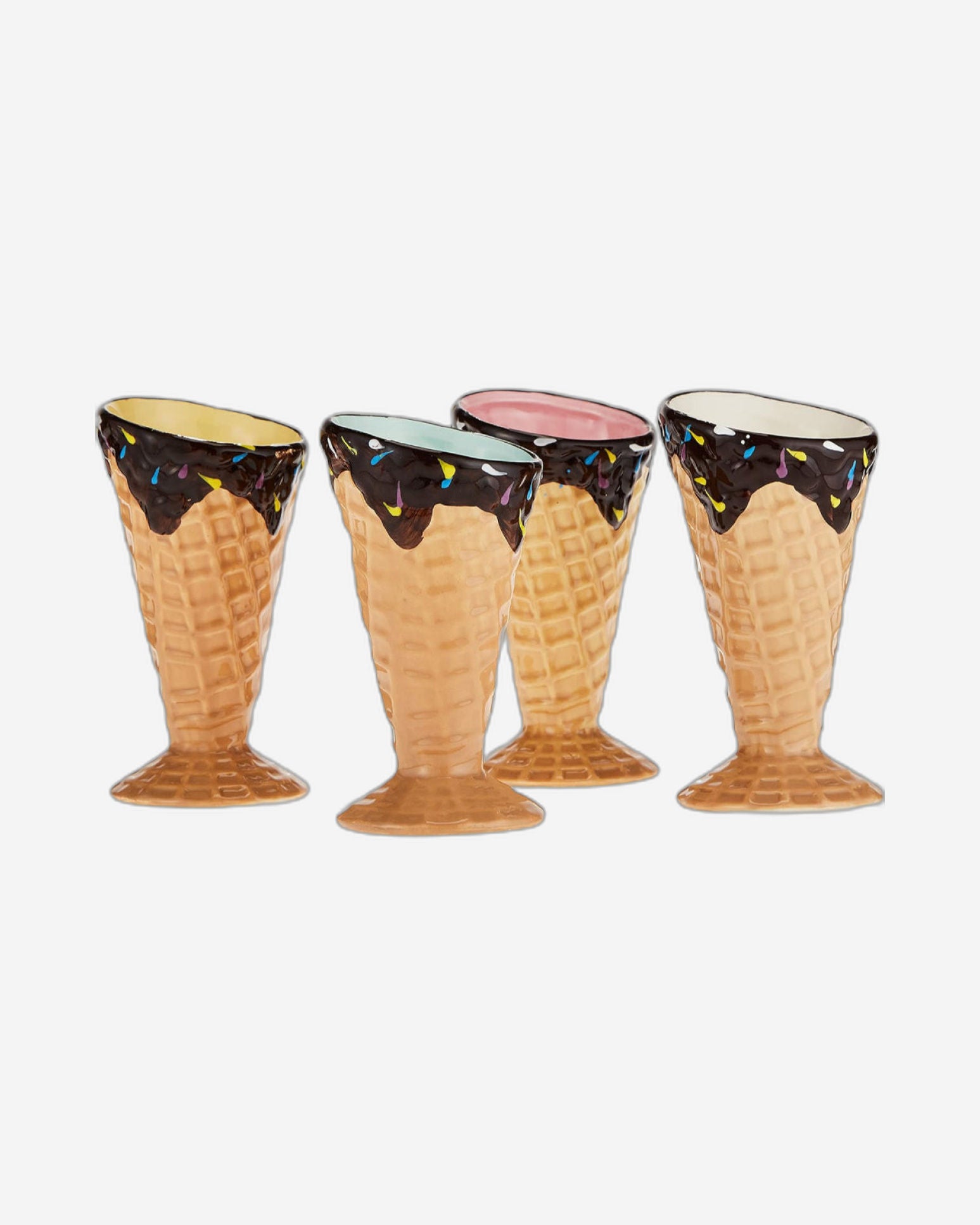 مجموعة أكواب حلوى مخروطية الشكل للآيس كريم، مكونة من 4 قطع - أكواب تقديم أنيقة للآيس كريم والسوربيه والحلويات