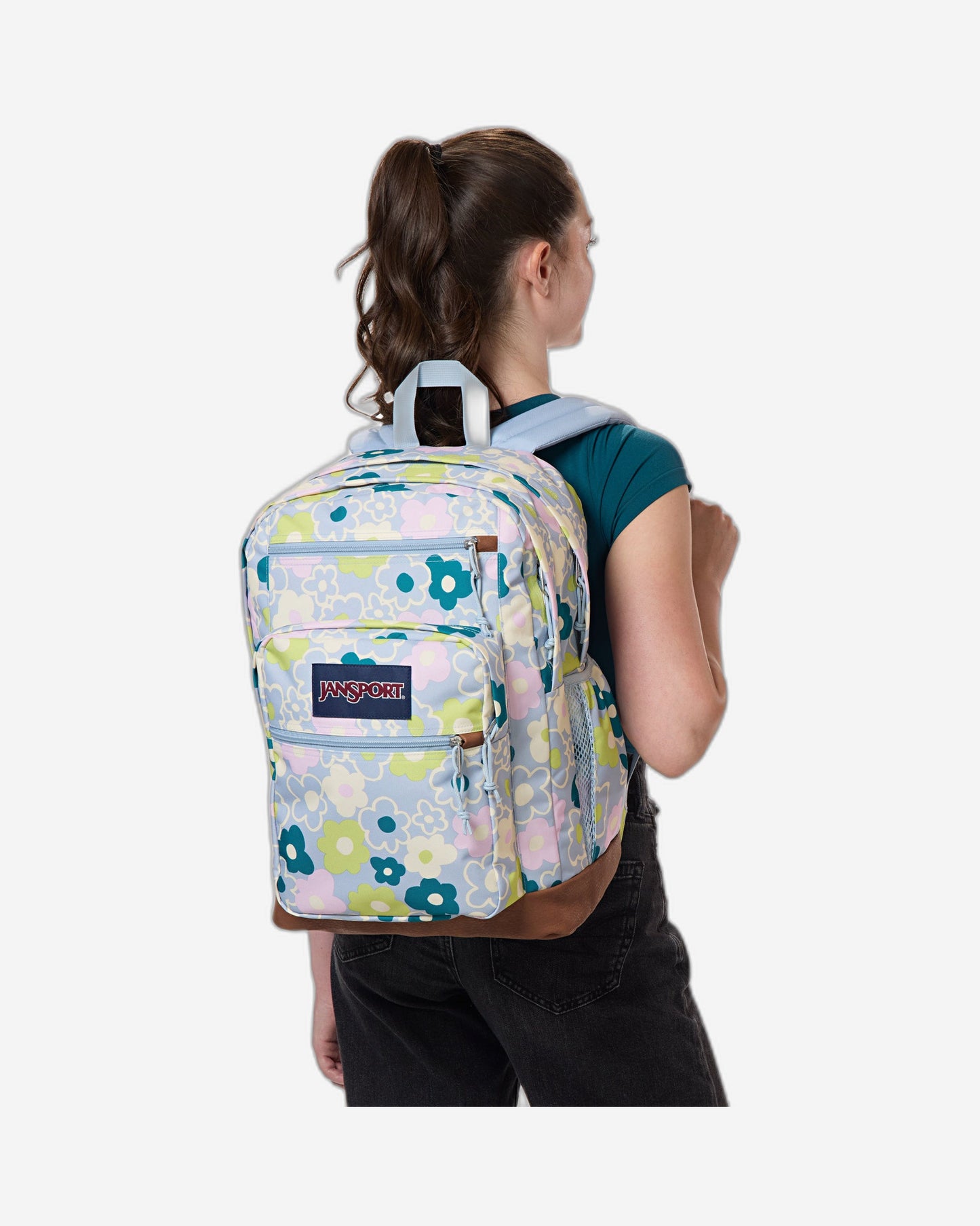 حقيبة ظهر JanSport Cool Student كبيرة الحجم للكمبيوتر المحمول بتصميم زهور الأقحوان