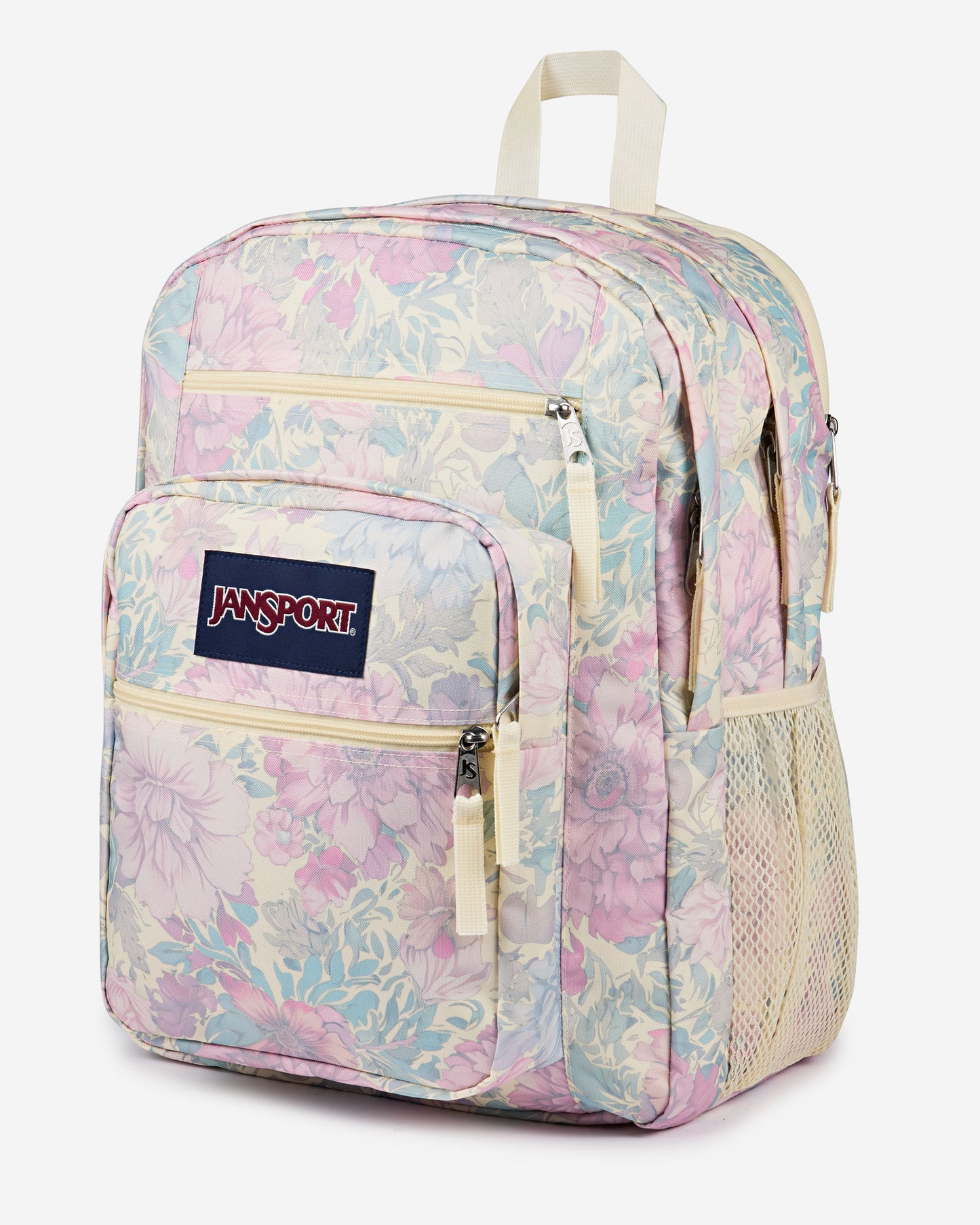 حقيبة ظهر كبيرة الحجم من JanSport للطلاب، مناسبة لأجهزة الكمبيوتر المحمولة الكبيرة، بتصميم نسيج باهت