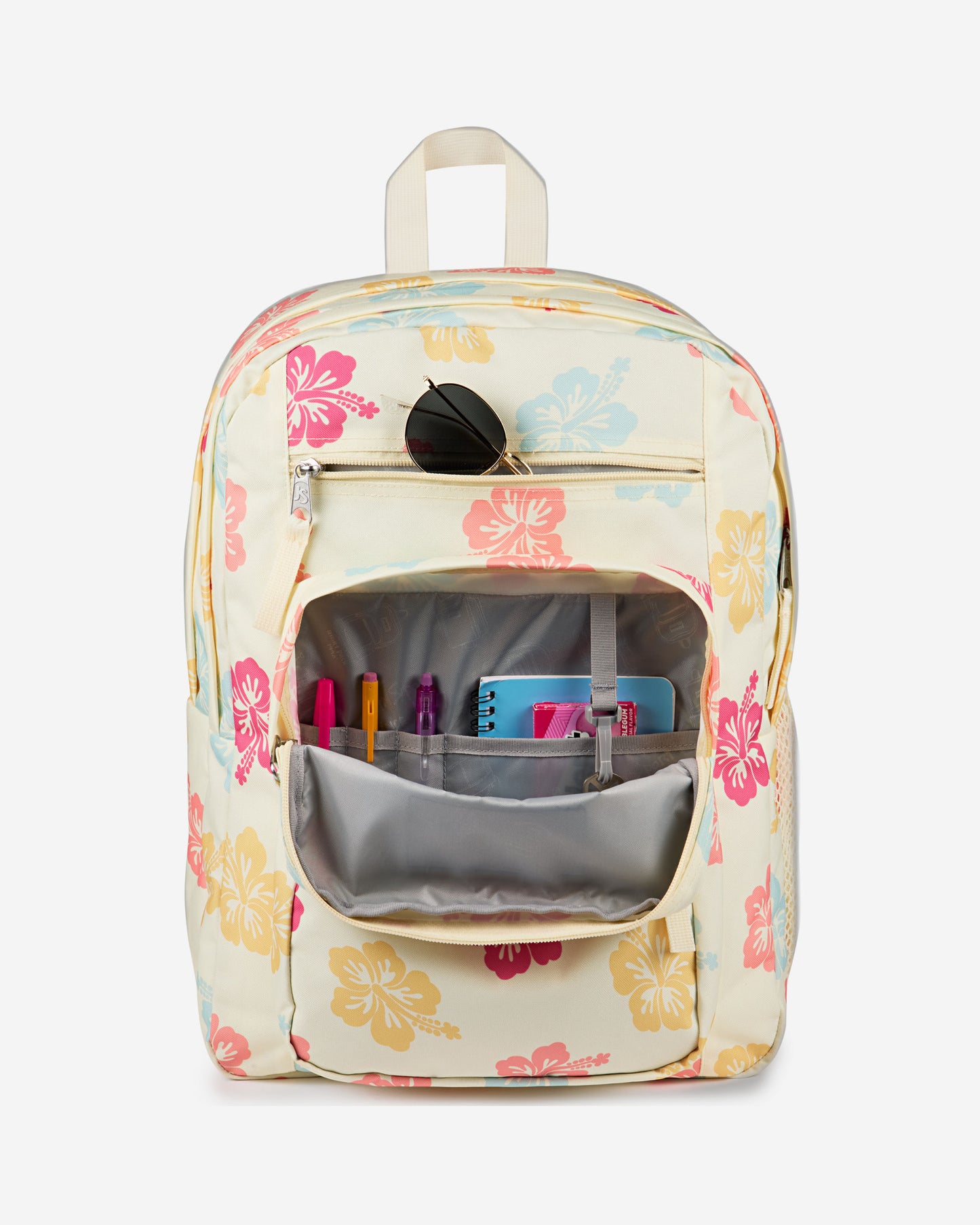 حقيبة ظهر كبيرة الحجم من JanSport للطلاب، مناسبة لأجهزة الكمبيوتر المحمولة الكبيرة، بتصميم زهرة الكركديه للأطفال