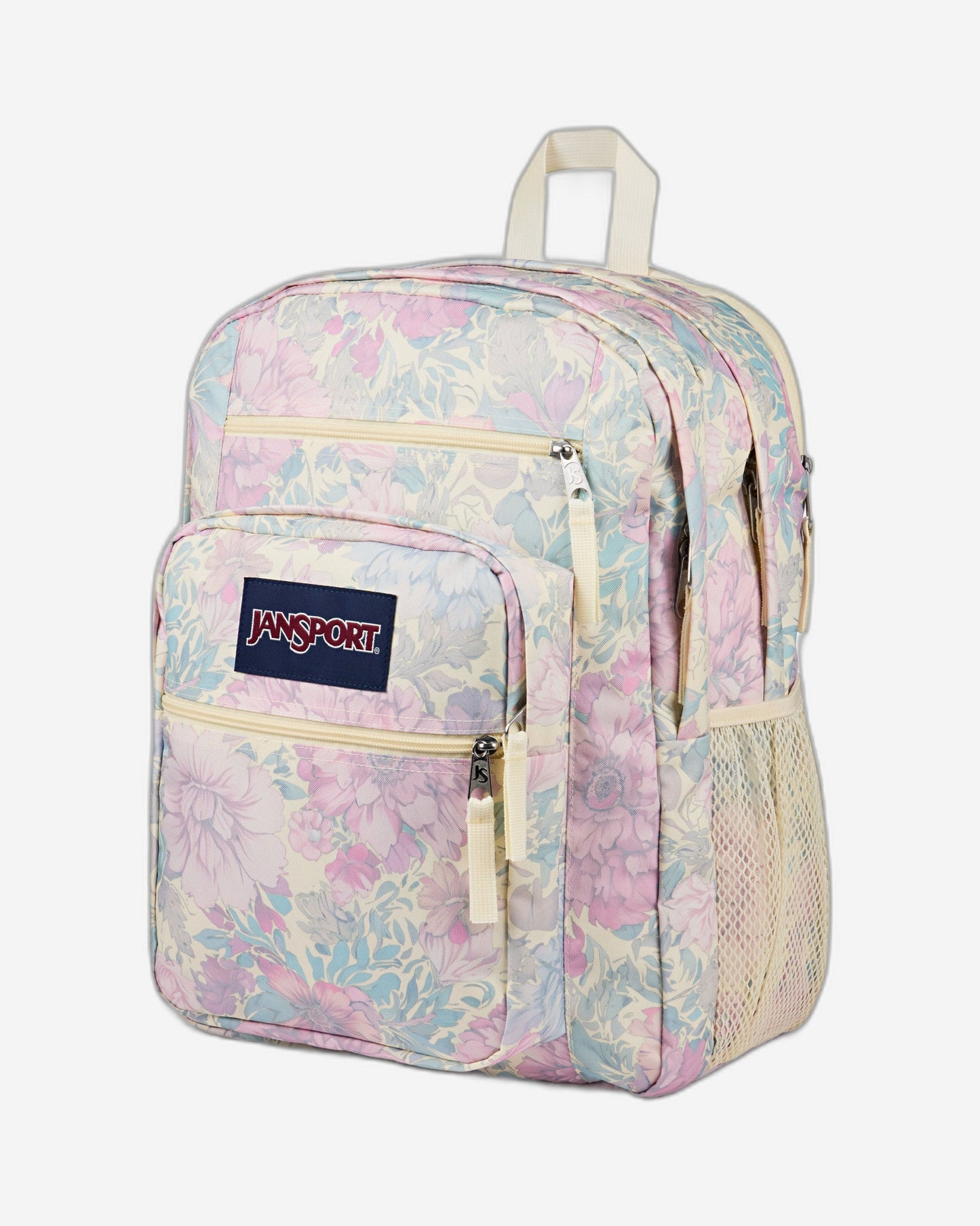 حقيبة ظهر كبيرة الحجم من JanSport للطلاب، مناسبة لأجهزة الكمبيوتر المحمولة الكبيرة، بتصميم نسيج باهت