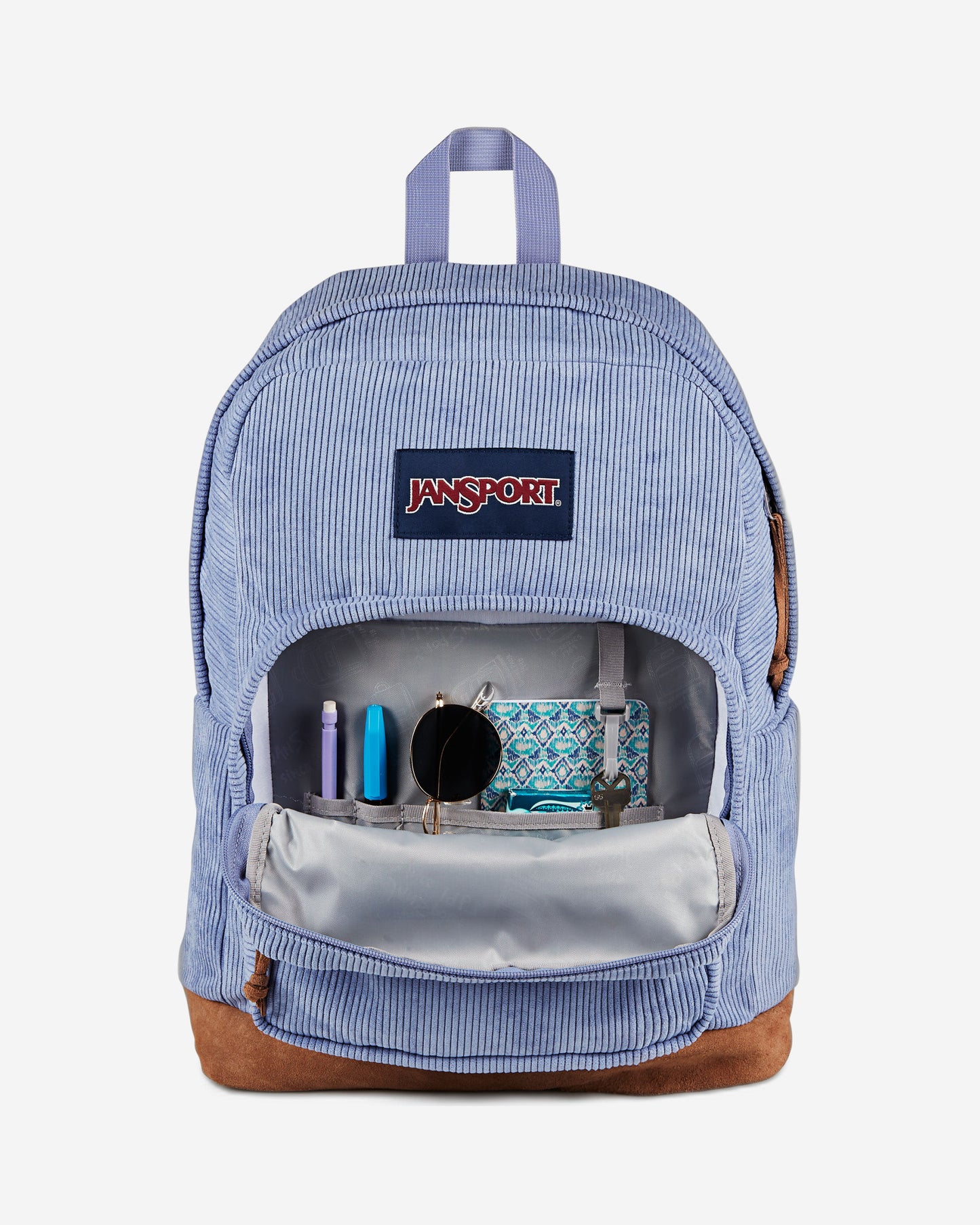 حقيبة ظهر كبيرة للكمبيوتر المحمول من JanSport Right Pack Expression، مصنوعة من حبل لافندر.