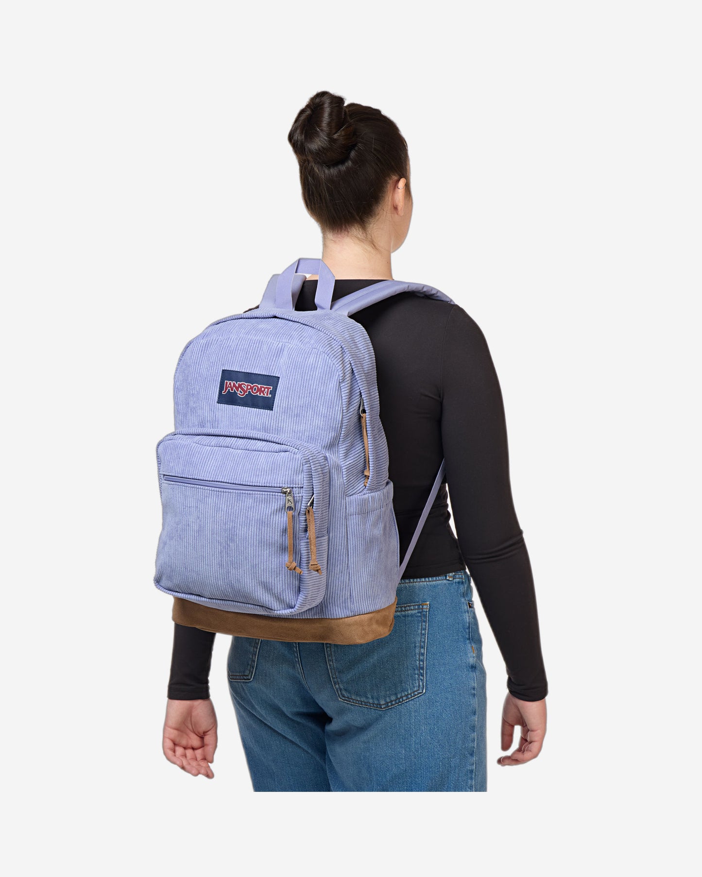 حقيبة ظهر كبيرة للكمبيوتر المحمول من JanSport Right Pack Expression، مصنوعة من حبل لافندر.