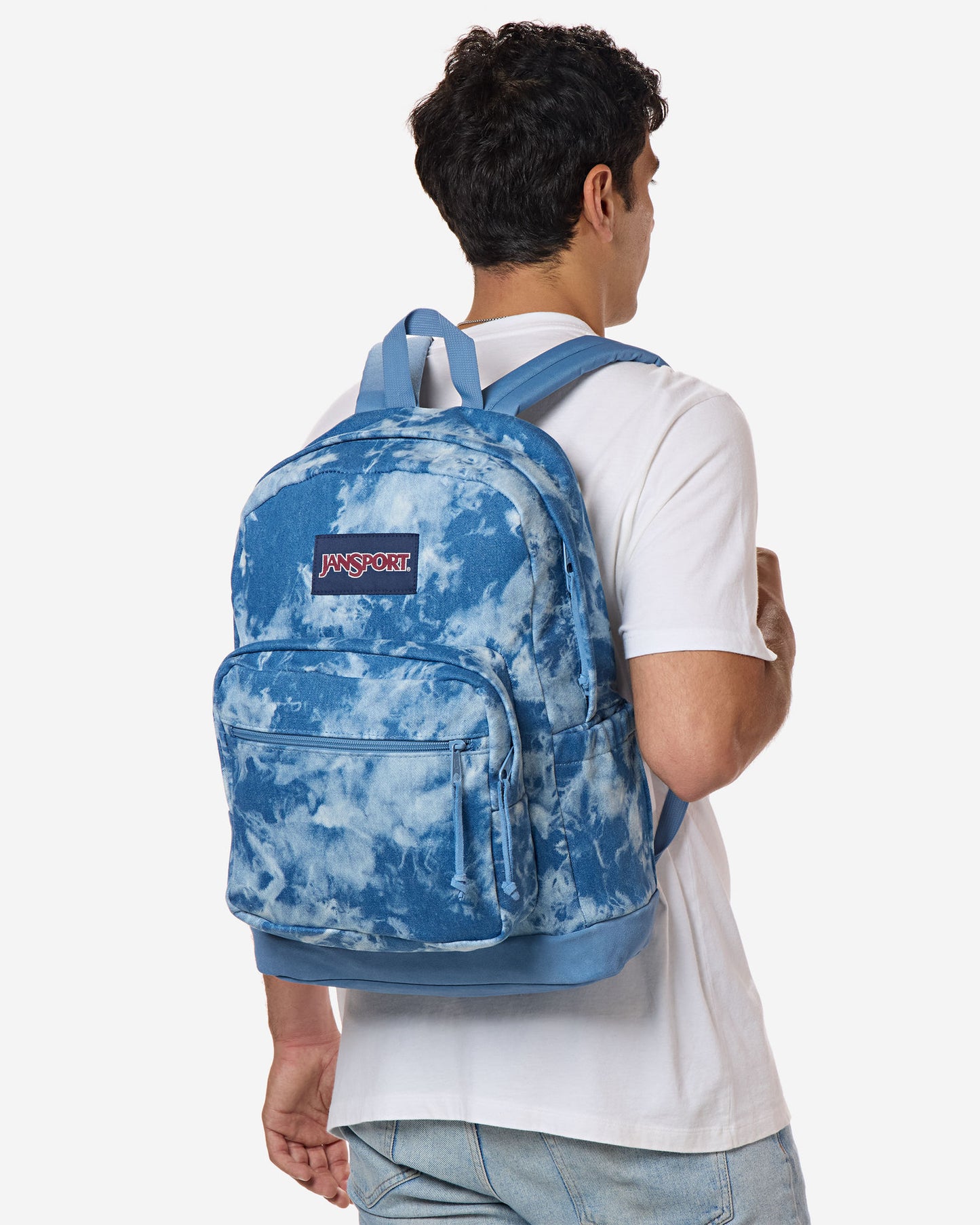 حقيبة ظهر JanSport Right Pack Expression كبيرة الحجم للكمبيوتر المحمول، مصنوعة من قماش الدنيم الأزرق الفاتح