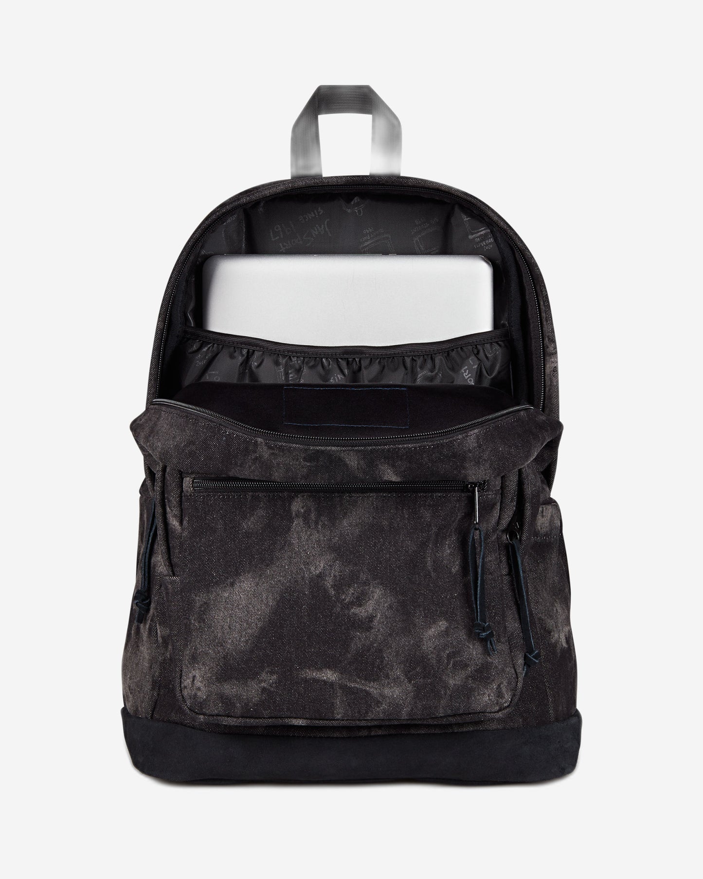 حقيبة ظهر JanSport Right Pack Expression كبيرة الحجم للكمبيوتر المحمول، مصنوعة من قماش الدنيم الأسود.