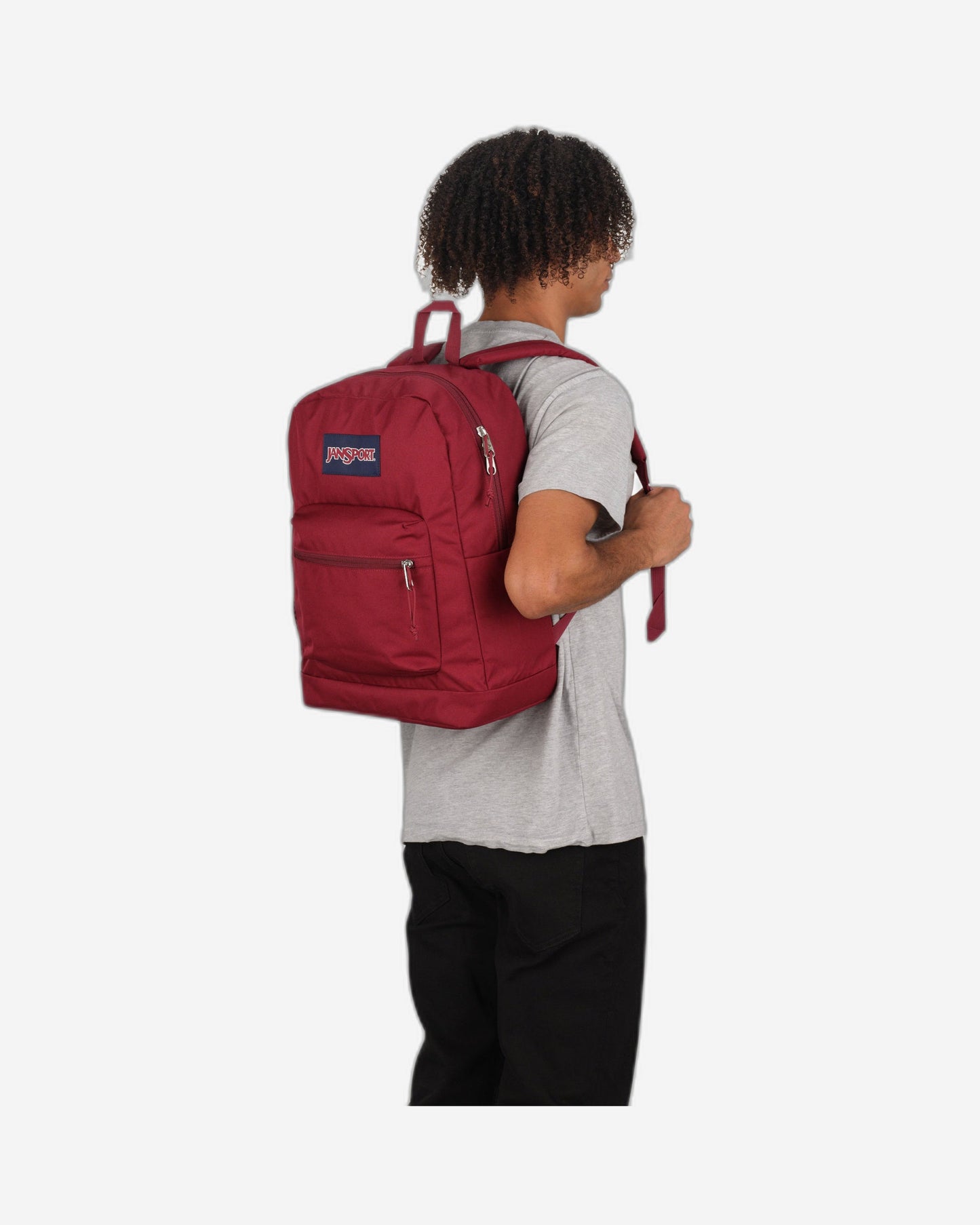 حقيبة ظهر JanSport Cross Town Plus متوسطة الحجم للكمبيوتر المحمول باللون الأحمر البني EK0A5BLBN621