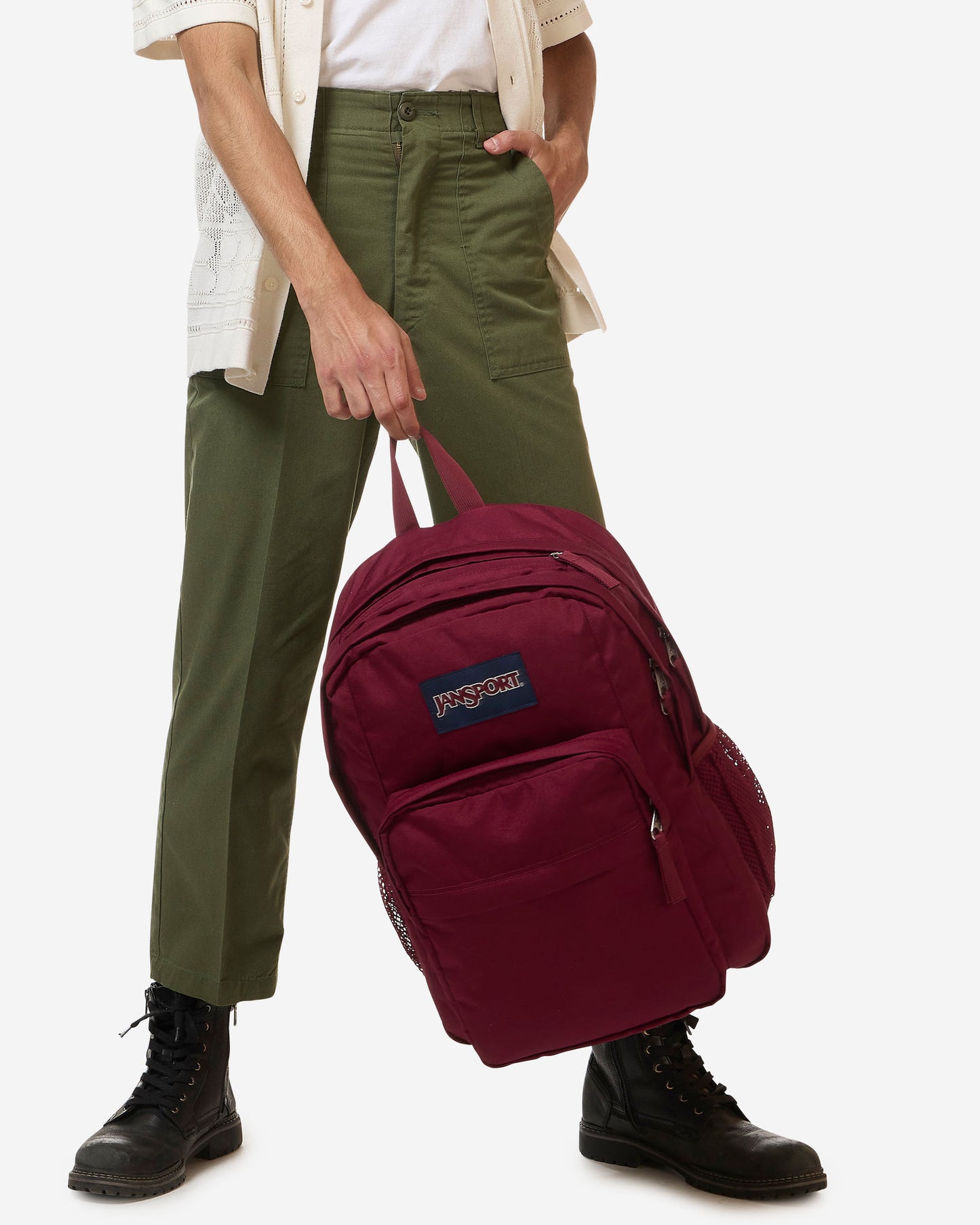 حقيبة ظهر JanSport Big Day Pack متوسطة الحجم باللون الأحمر البني EK0A5BLEN621