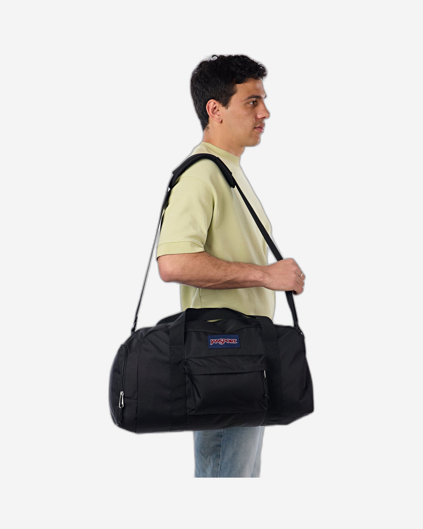 حقيبة JanSport Weekender متوسطة الحجم من القماش الخشن متوسطة الحجم باللون الأسود EK0A5BKFN551