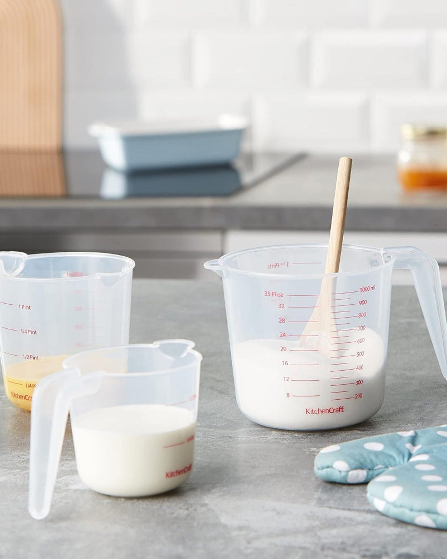 مجموعة أوعية قياس بلاستيكية من كيه سي، مكونة من 3 قطع