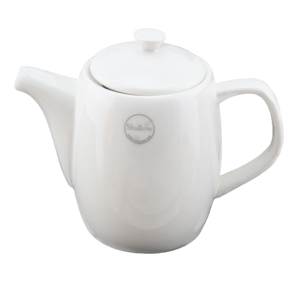 Shallow Hospitality Tea Pot, 600ml, White – Elegant Ceramic Tea Pot for Serving Tea & Hot Beverages