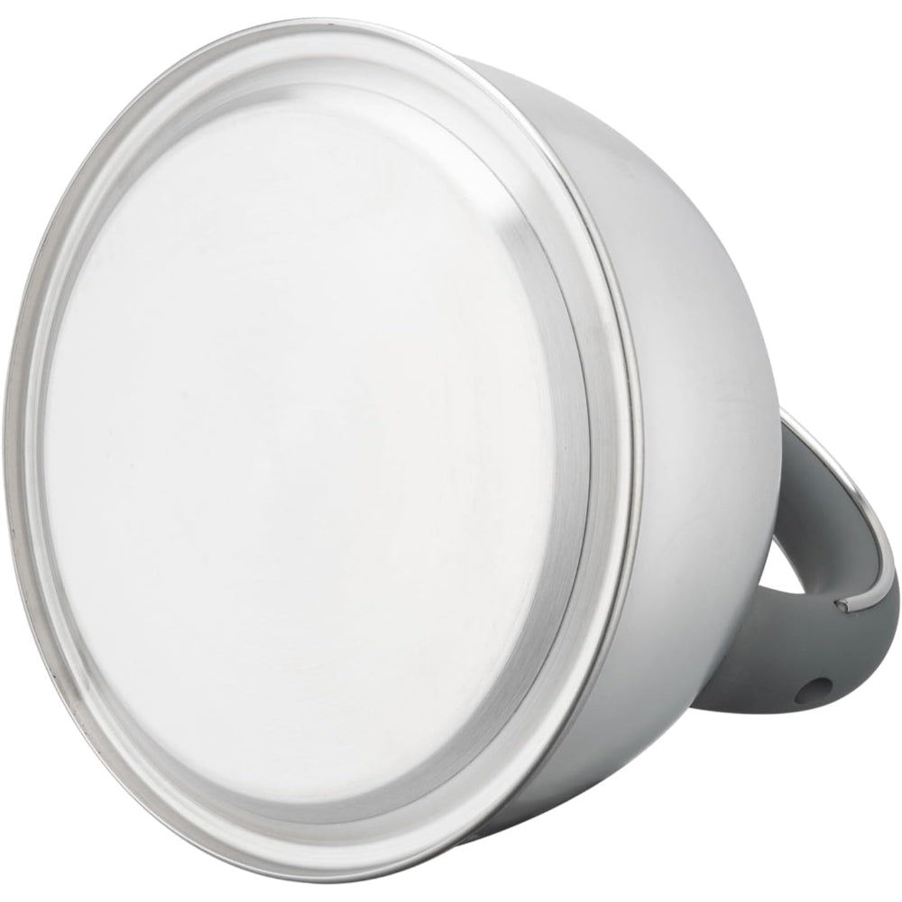 غلاية شاي صافرة من الفولاذ المقاوم للصدأ من كويزين آرت كال، سعة 3.0 لتر، فضية اللون، قاعدة كبسولة، مقبض ناعم الملمس من النايلون الرمادي، لمسة نهائية من الساتان، قاعدة متعددة الطبقات، مناسبة للاستخدام على جميع أسطح المواقد