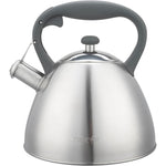 Cuisine Art BRIN Stainless Steel Whistling Tea Kettle 2.5L, Silver, Nylon Handle, Satin Finish, 201 Stainless Steel, Soft Touch Coating, 18/0 Single Bottom, Suitable for use on all stove tops