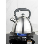 غلاية شاي صافرة من الفولاذ المقاوم للصدأ من كويزين آرت برين، سعة 2.5 لتر، لون فضي، مقبض من النايلون، لمسة نهائية من الساتان، فولاذ مقاوم للصدأ 201، طلاء ناعم الملمس، قاعدة واحدة 18/0، مناسبة للاستخدام على جميع أسطح المواقد