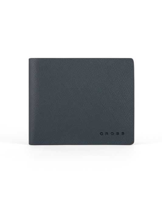 CROSS Saffiano Leather 4CC Bifold Wallet with Coin Pocket - Navy Blue