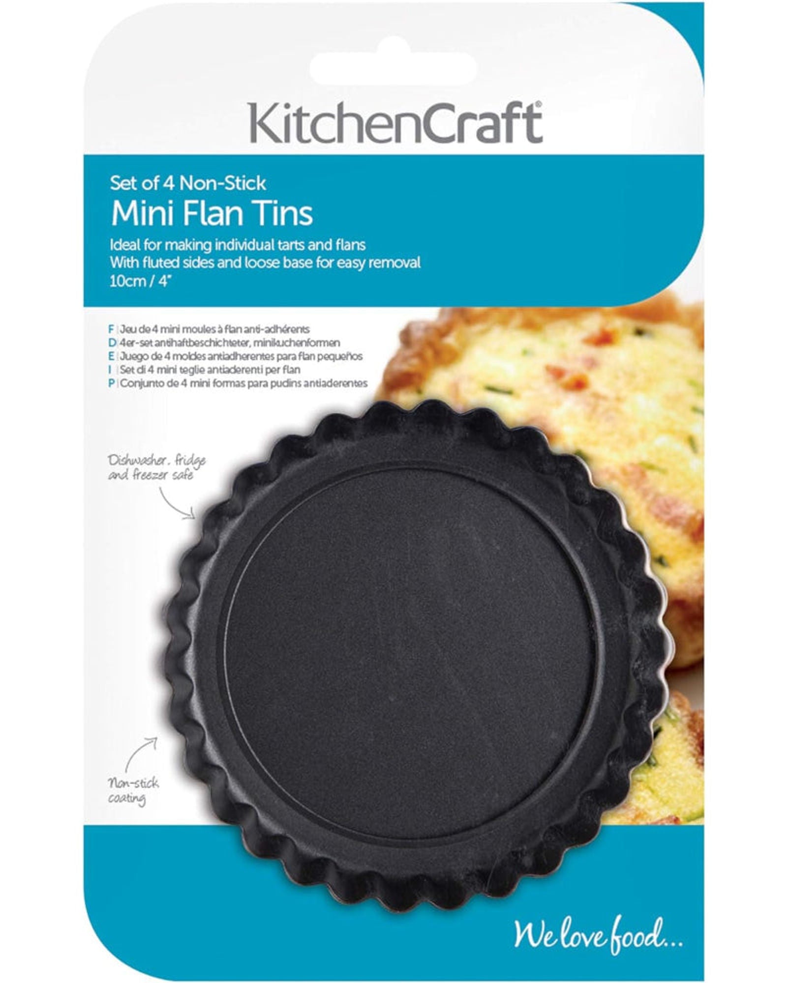 مجموعة قوالب كيك فلان/تارت صغيرة من كي سي، 4 قطع غير لاصقة