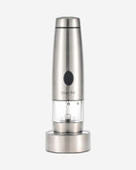 Cuisine Art Rechargeable Pepper Mill, Silver | Electric, Battery-Free | Adjustable Grind Settings for Fresh Pepper