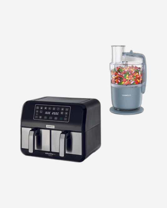 محضر طعام كينوود + مقلاة هوائية باللون الأسود