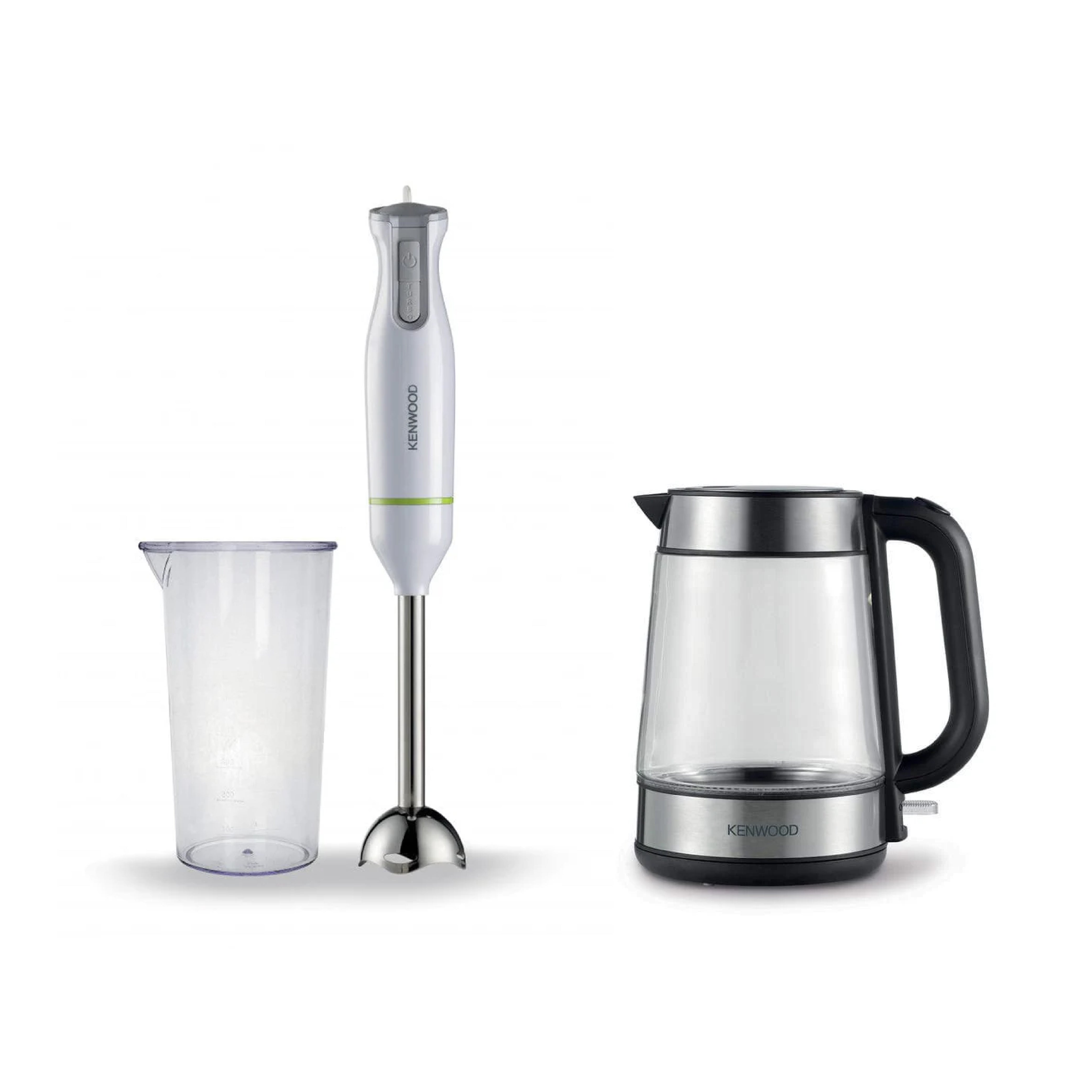 KENWOOD KETTLE GLASS BLK - ZJG08.000CL +  HAND BLENDER HBM02.001WH