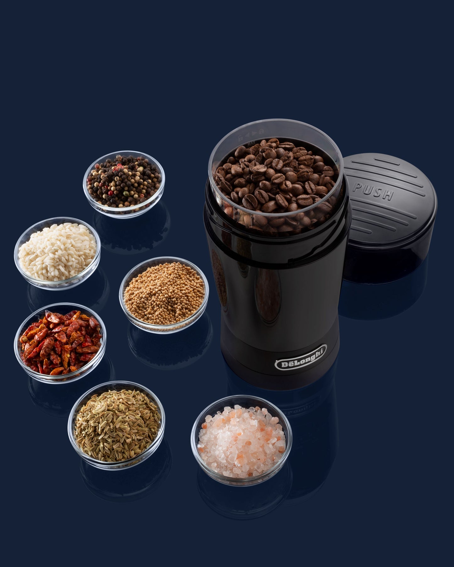 De'Longhi Eelectric Coffee Grinder Stainless Steel Blade, 90g Coffee Bean Capacity - KG200 (ESMA Certfied)