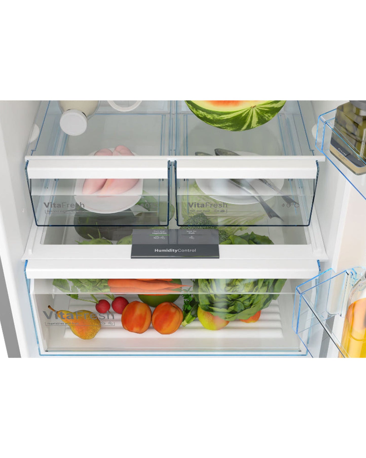 ثلاجة فريزر بوش سلسلة 4 قائمة بذاتها مع فريزر في الأسفل 186 × 70 سم، مظهر من الفولاذ المقاوم للصدأ، نظام منع التجمد الكامل - KGN55VLE0M