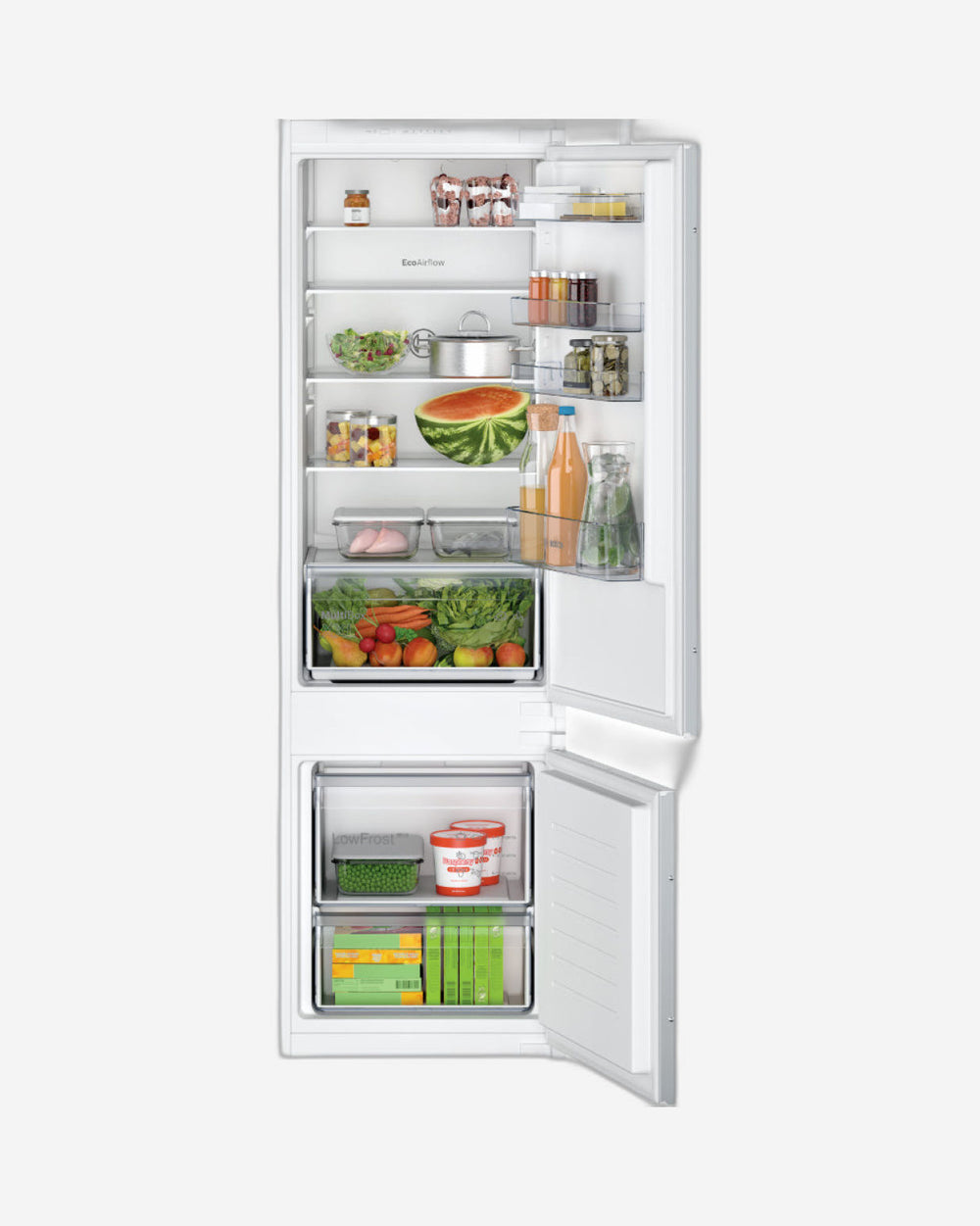 Bosch Series 2, Built-in Fridge-freezer Refrigerator with freezer at bottom, 177.2 x 54.1 cm, Sliding Hinge, KIV87NSF0M