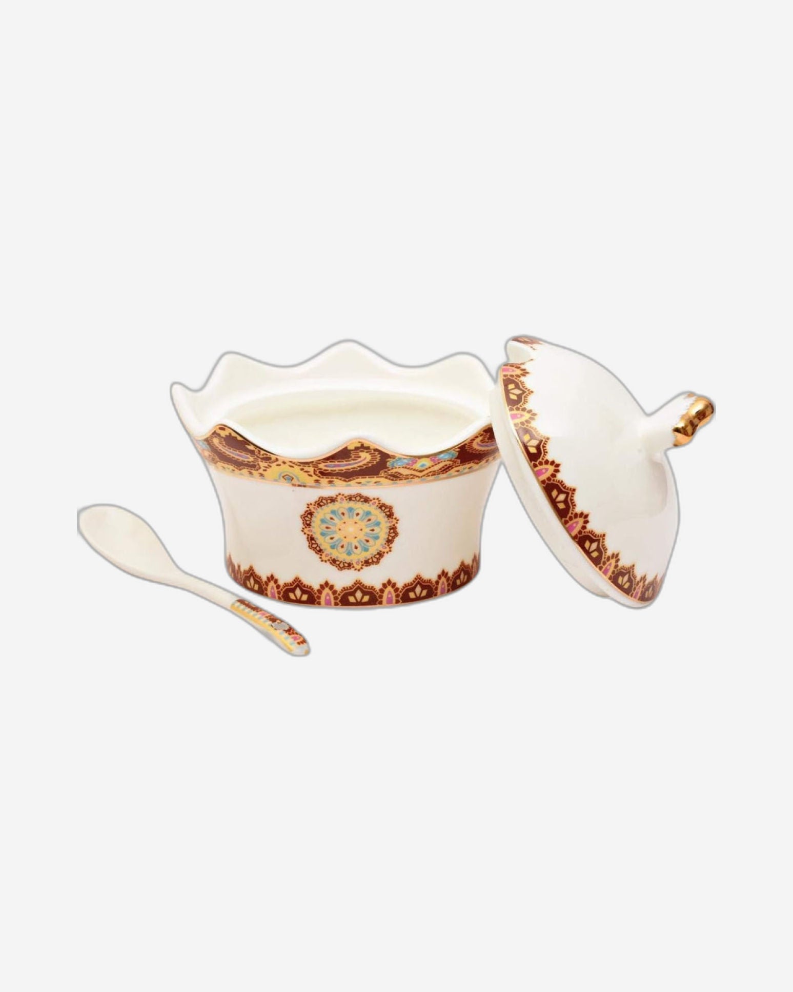 وعاء سكر من الخزف العظمي الضحل باللون الأبيض - قطعة أساسية أنيقة ومتينة على الطاولة