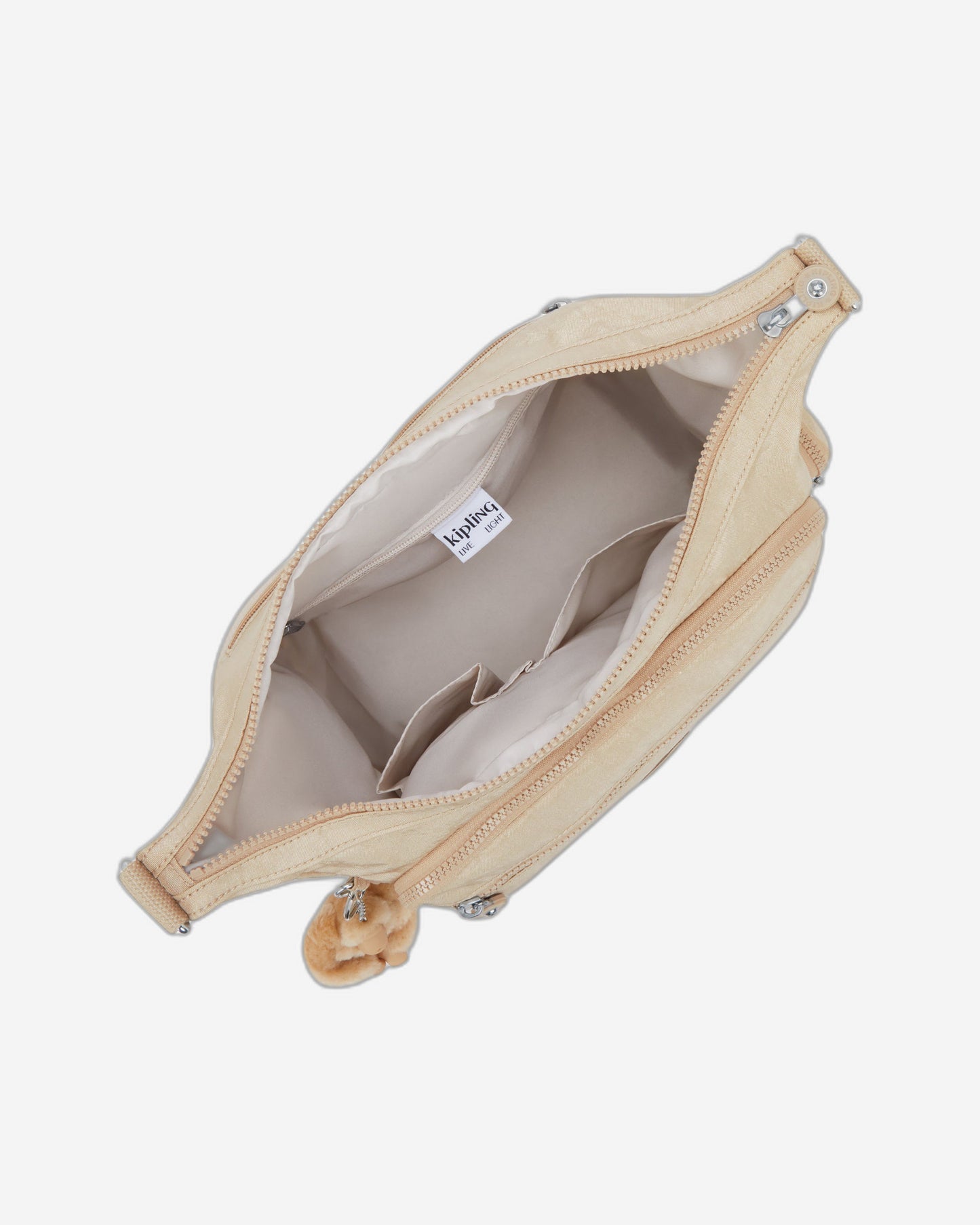 حقيبة Kipling Gabbie Sparkled Beige كبيرة الحجم 22621-5DV