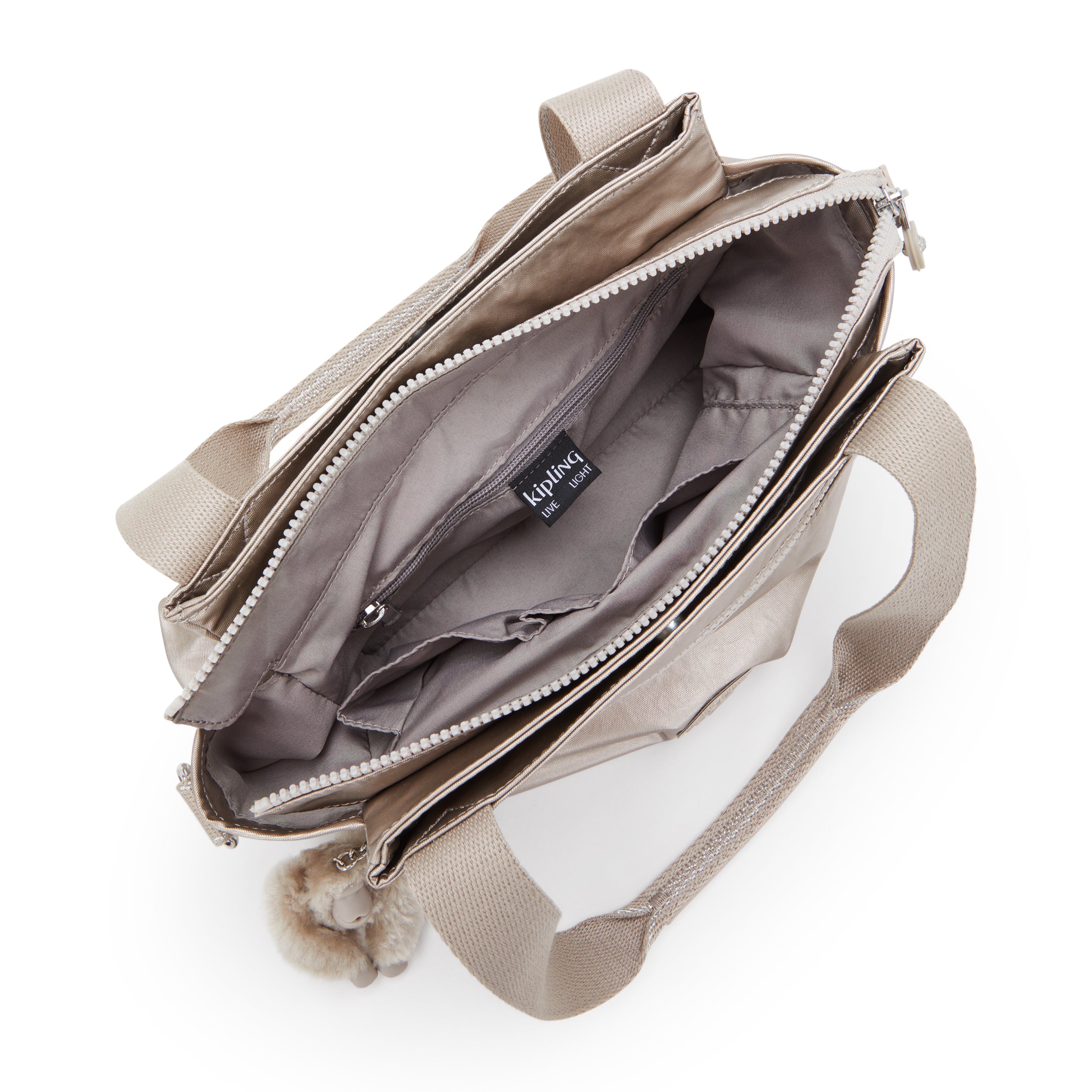 حقيبة كتف كيبلينج إليزيا متوسطة الحجم بلون معدني متوهج 43793-48I