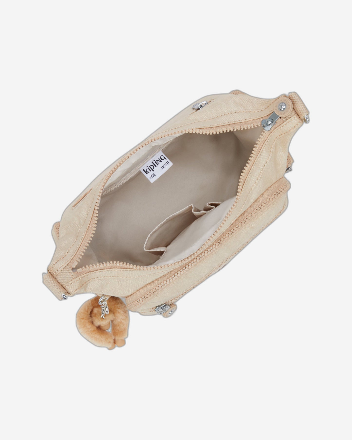 حقيبة Kipling Gabbie S متوسطة الحجم باللون البيج اللامع I2532-5DV