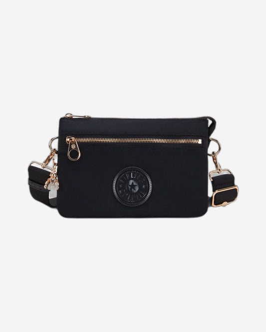 حقيبة كروسبودي كيبلينج ريري بسحاب أسود وردي اللون I3302-62Q