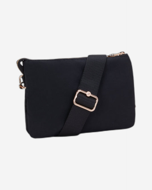 حقيبة كروسبودي كيبلينج ريري بسحاب أسود وردي اللون I3302-62Q