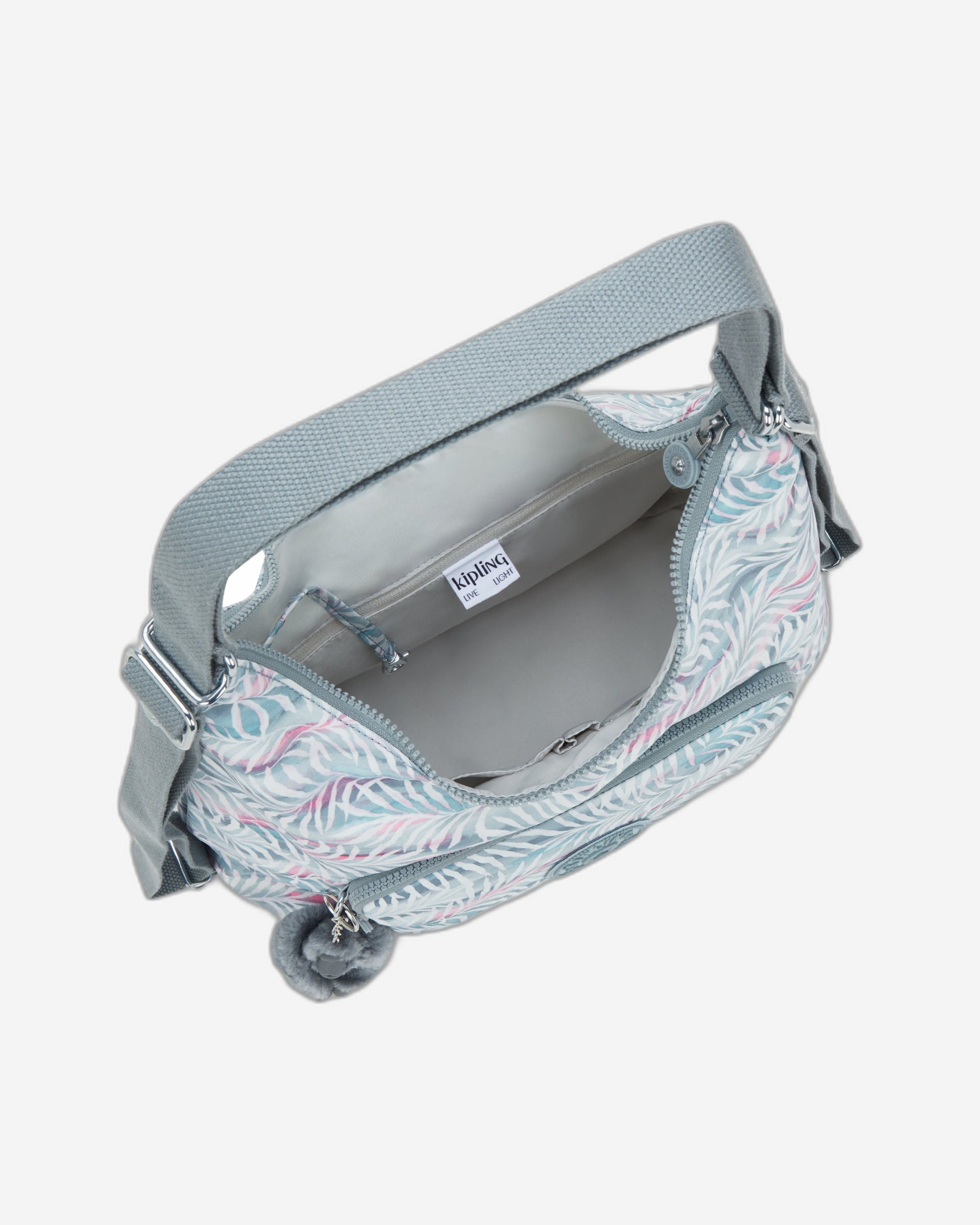حقيبة كتف كيبلينج يينا متوسطة الحجم بنقشة أوراق النخيل I3425-3QN