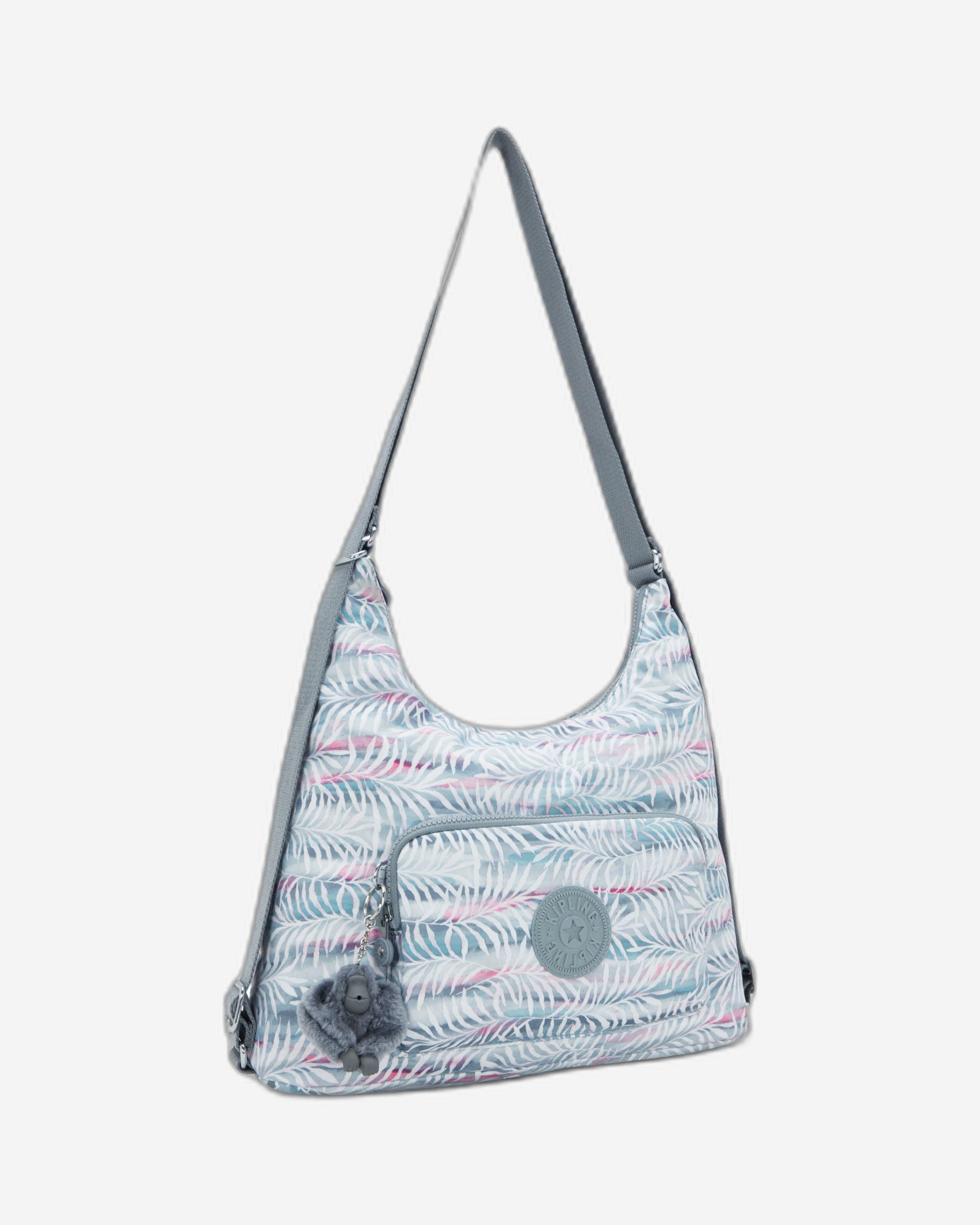 حقيبة كتف كيبلينج يينا متوسطة الحجم بنقشة أوراق النخيل I3425-3QN