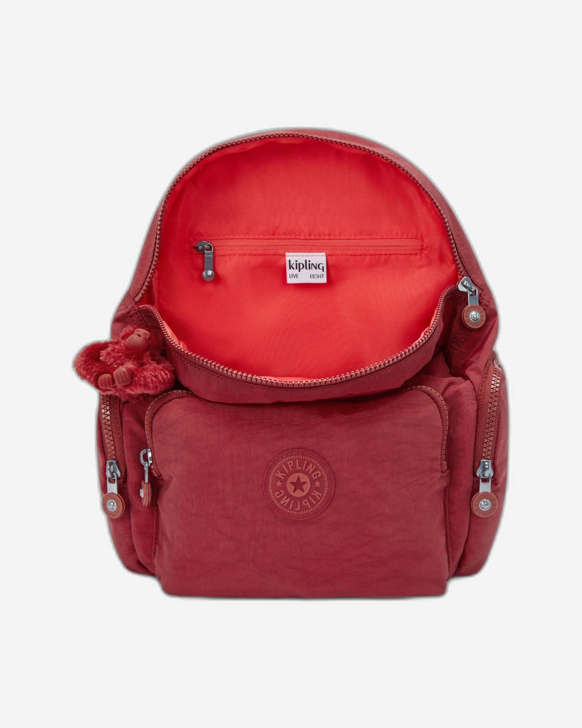 حقيبة ظهر Kipling City Zip S صغيرة حمراء اللون بتصميم أنيق I3523-4SS