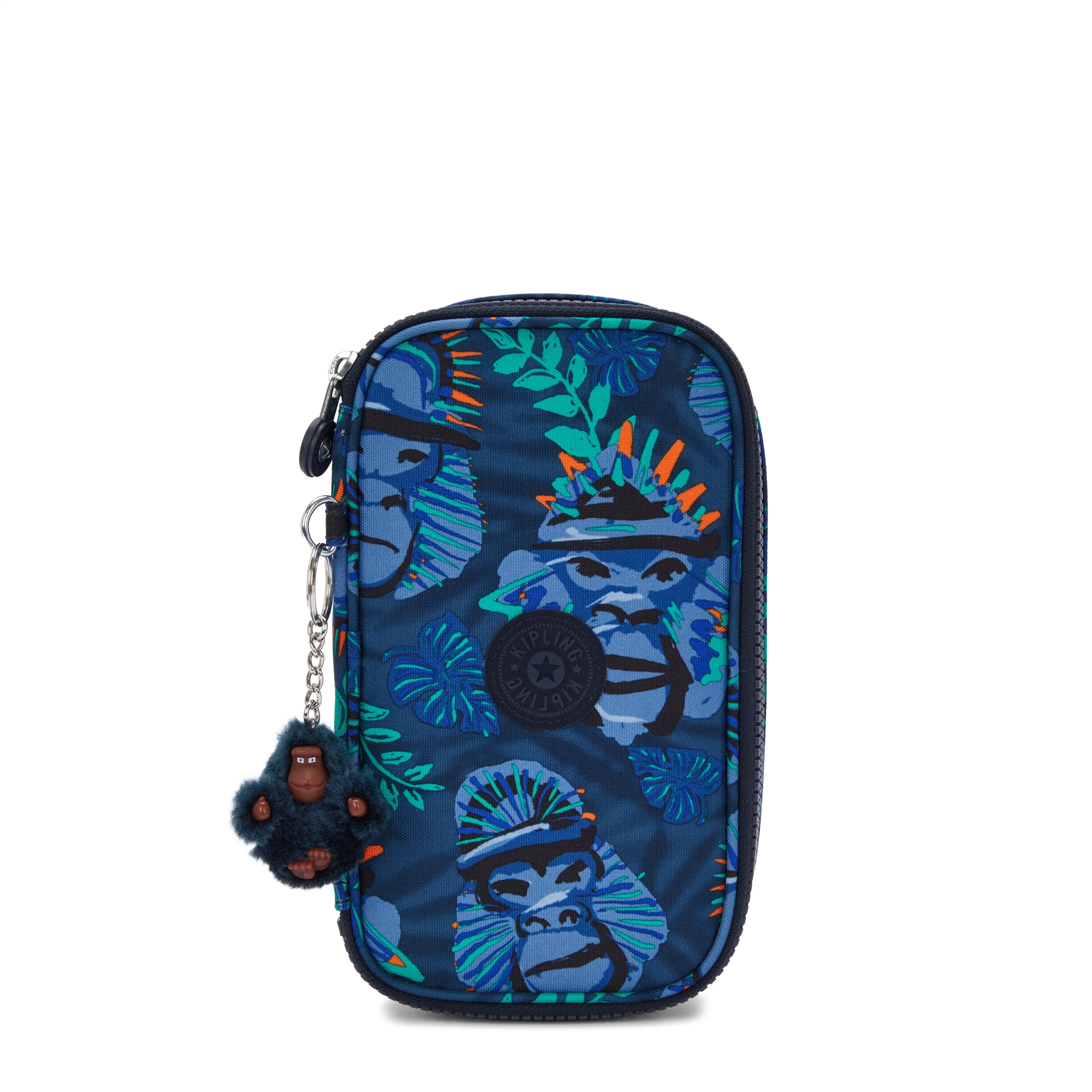 KIPLING-50 Pens-Medium pencase-Blue Monkey Fun-I3707-8HJ