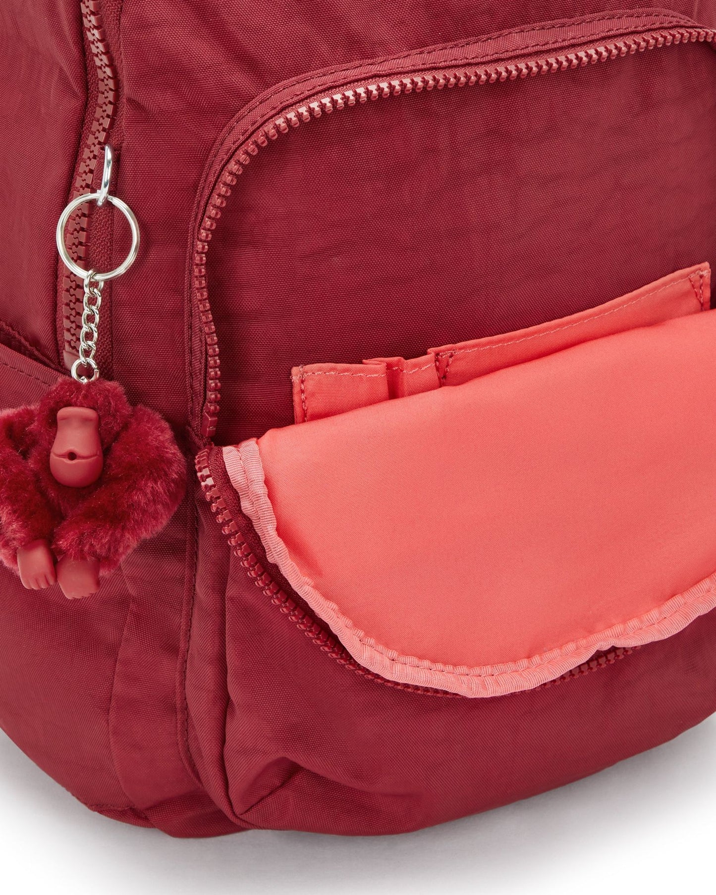 حقيبة ظهر Kipling Seoul S صغيرة حمراء أنيقة مع حماية للكمبيوتر المحمول I4082-4SS